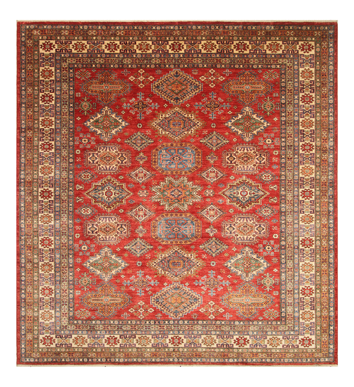 8x10 Red Kazak Afghan Hand-Knotted Oriental Rug - Yildiz Rugs