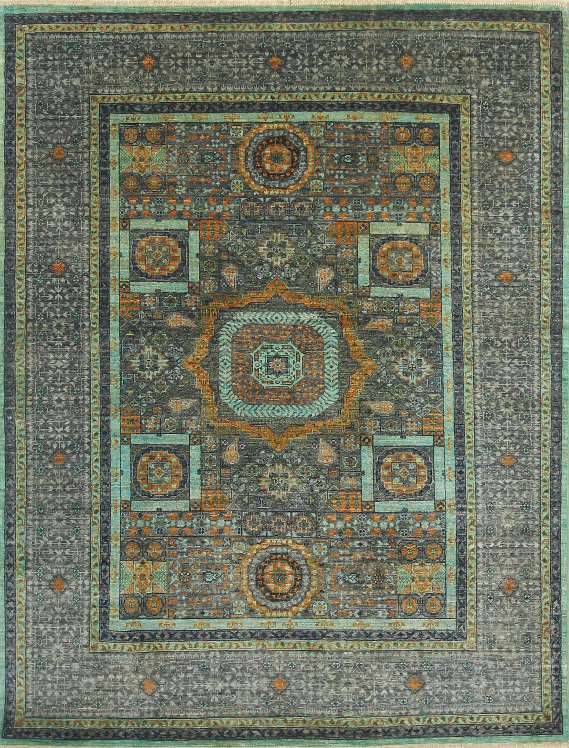5x7 Gray Mamluk Hand knotted wool Turkish Rug - Yildiz Rugs
