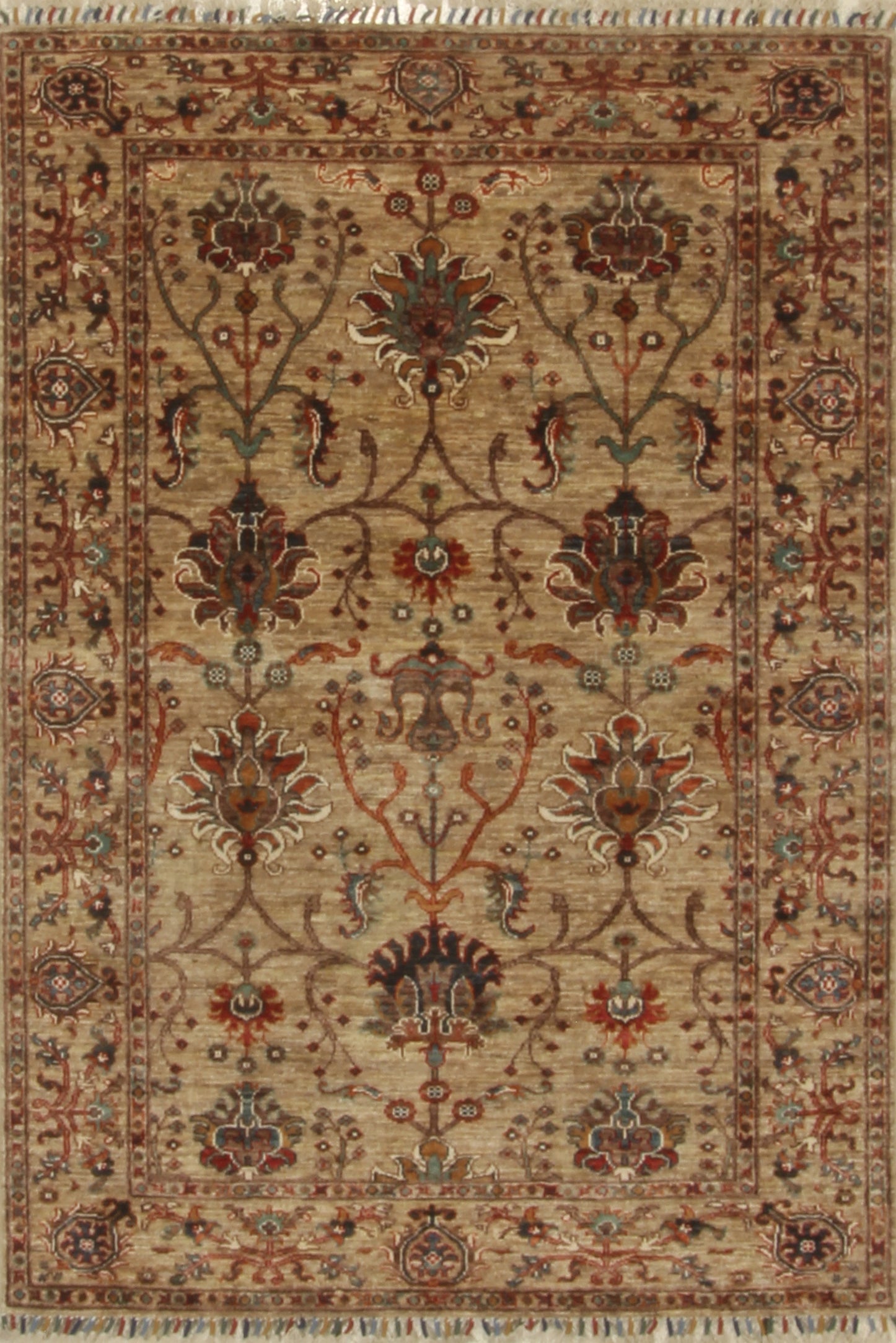 4x6 Beige Afghan Hand knotted Wool Oriental Rug