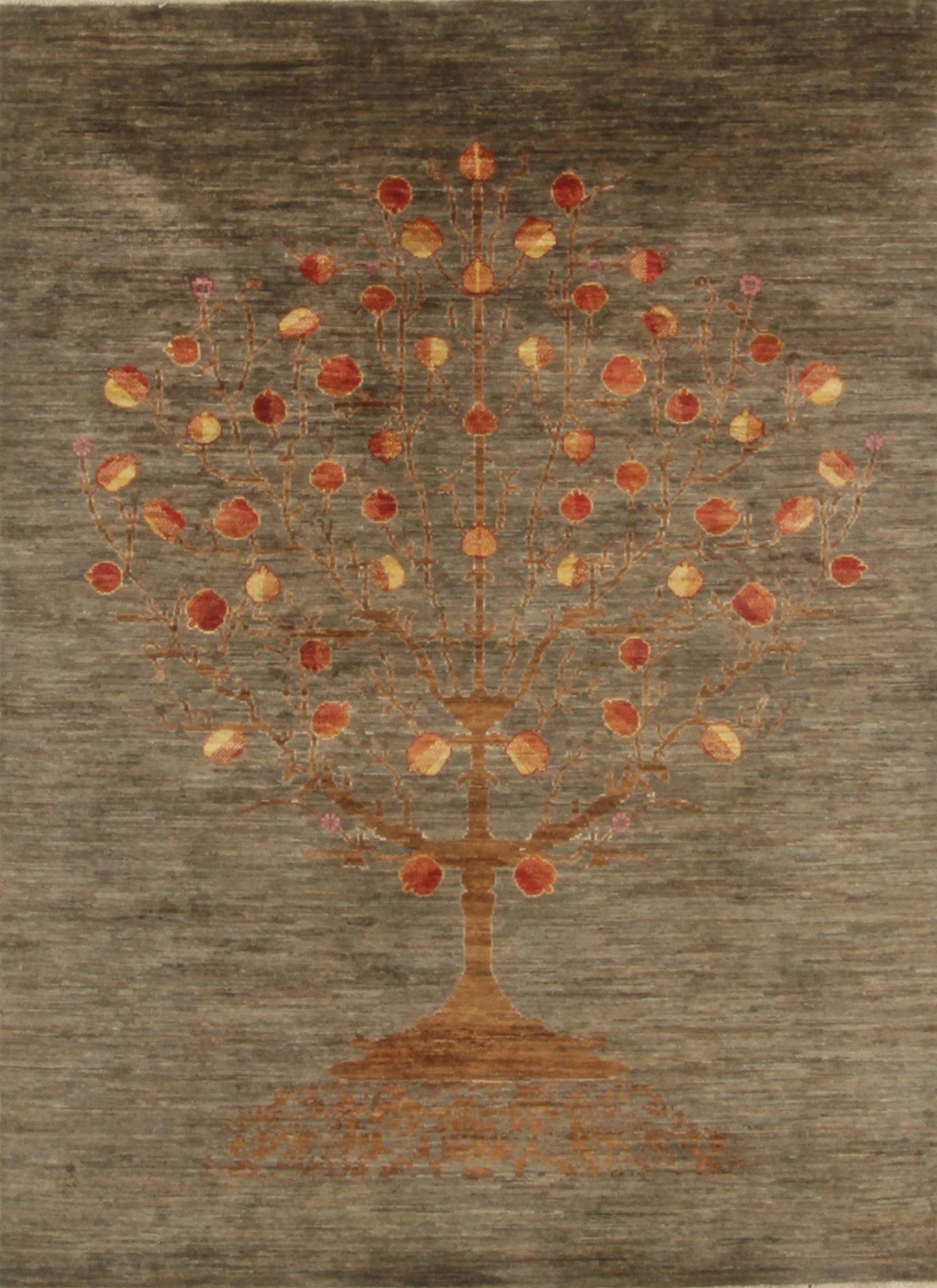 5x7 Gray Gabbeh Tree of Life Hand-Knotted Afghan Wool Rug