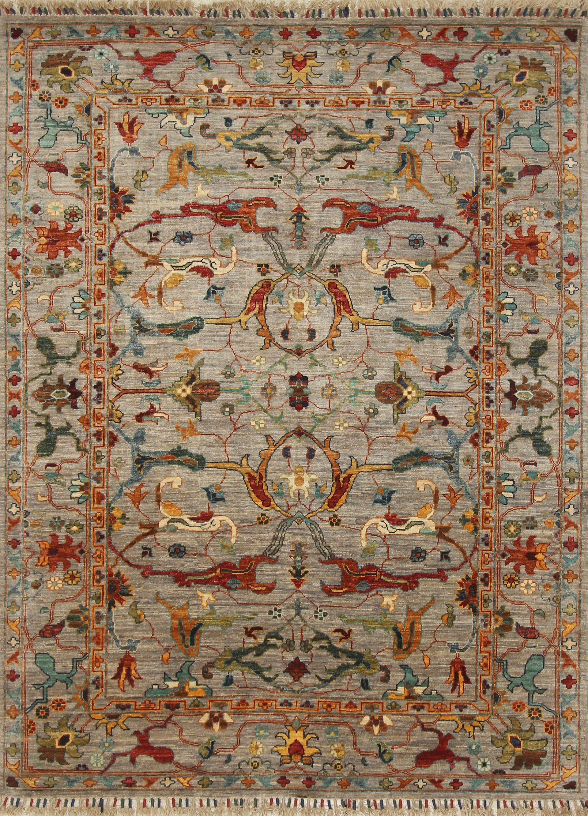 5x7 Blueish Gray Waziri Afghan Hand knotted Wool Oriental Rug