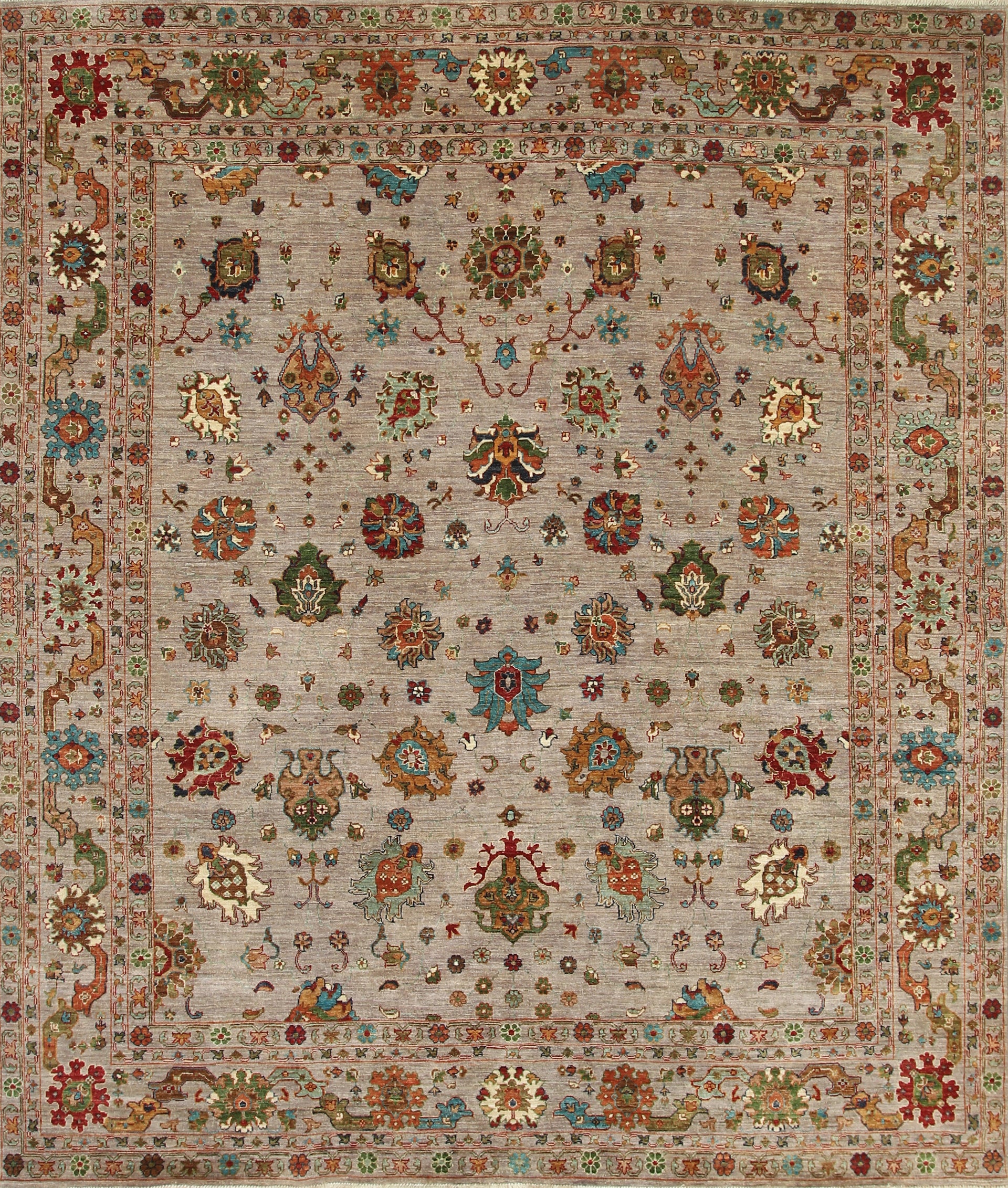 8x10 Gray Waziri Afghan Hand knotted Oriental Rug