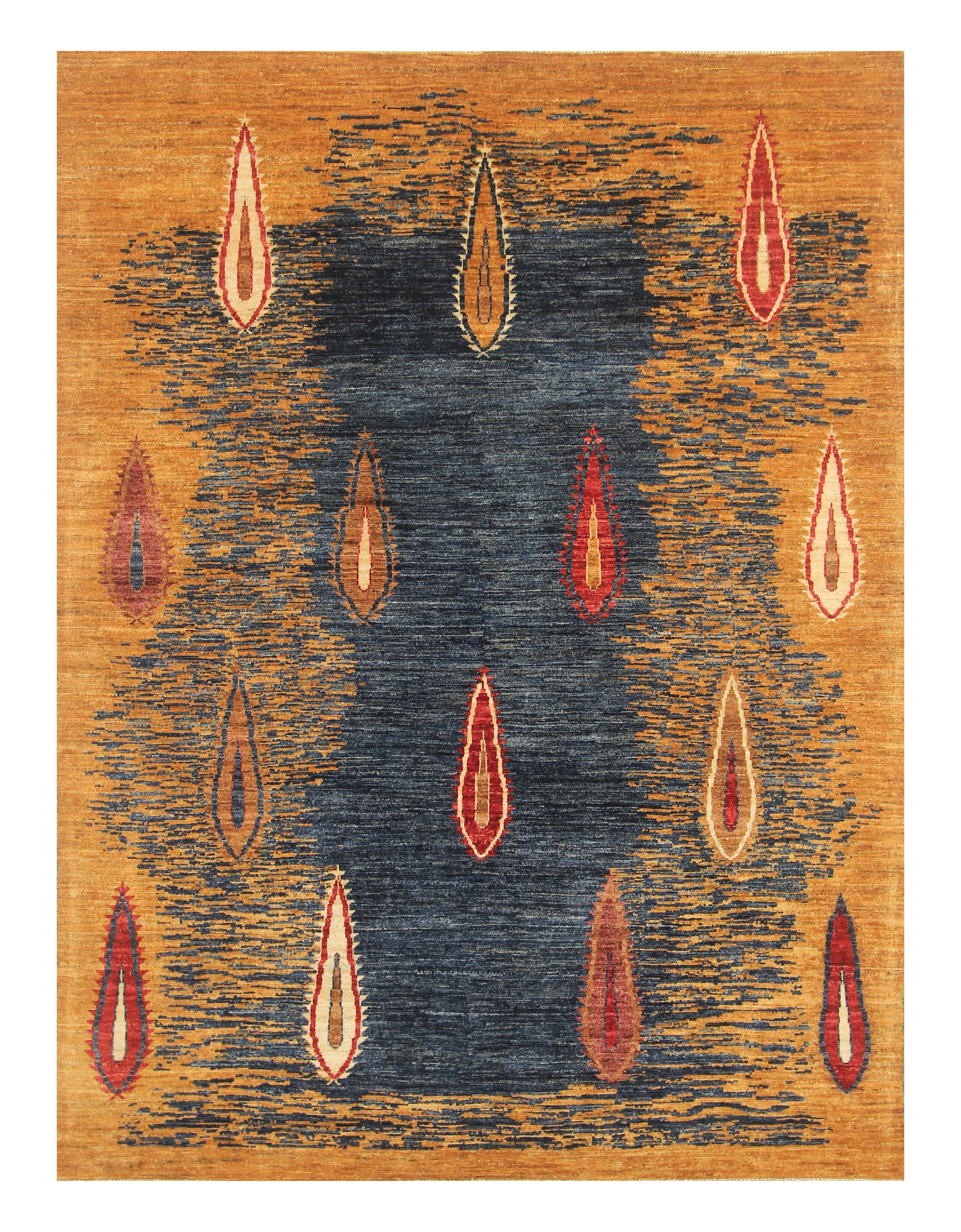 5x7 Blue Gabbeh Hand-Knotted Afghan Tribal Rug - Yildiz Rugs