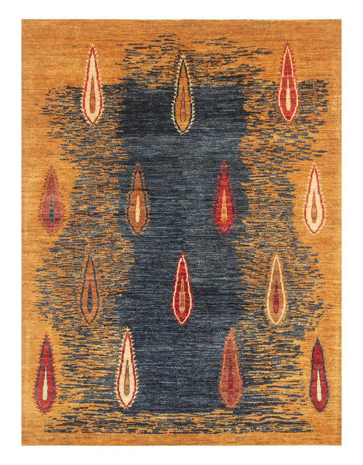 5x7 Blue Gabbeh Hand-Knotted Afghan Tribal Rug - Yildiz Rugs