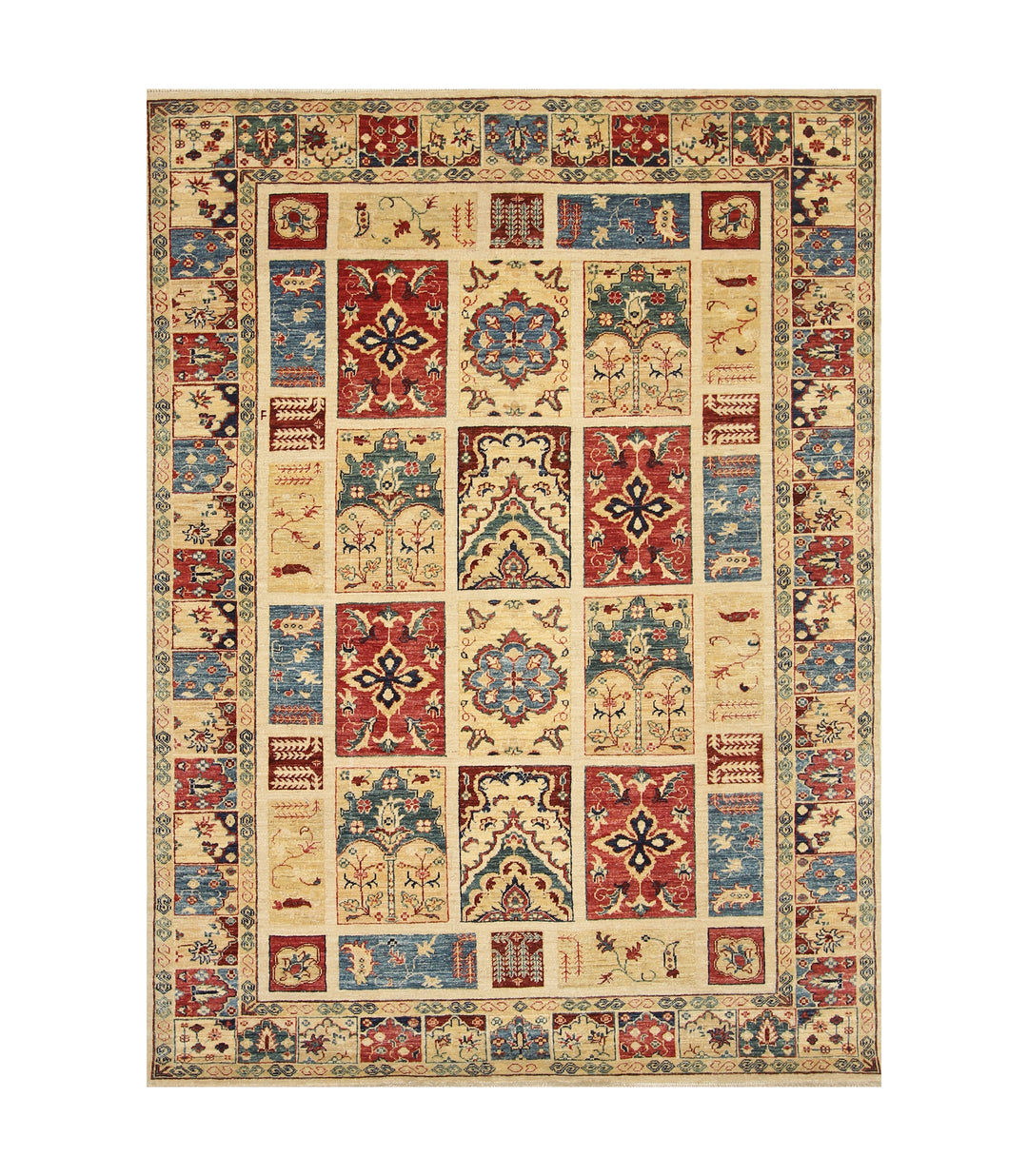 6x8 Beige Vintage Bakhtiari Afghan Oriental Rug - Yildiz Rugs