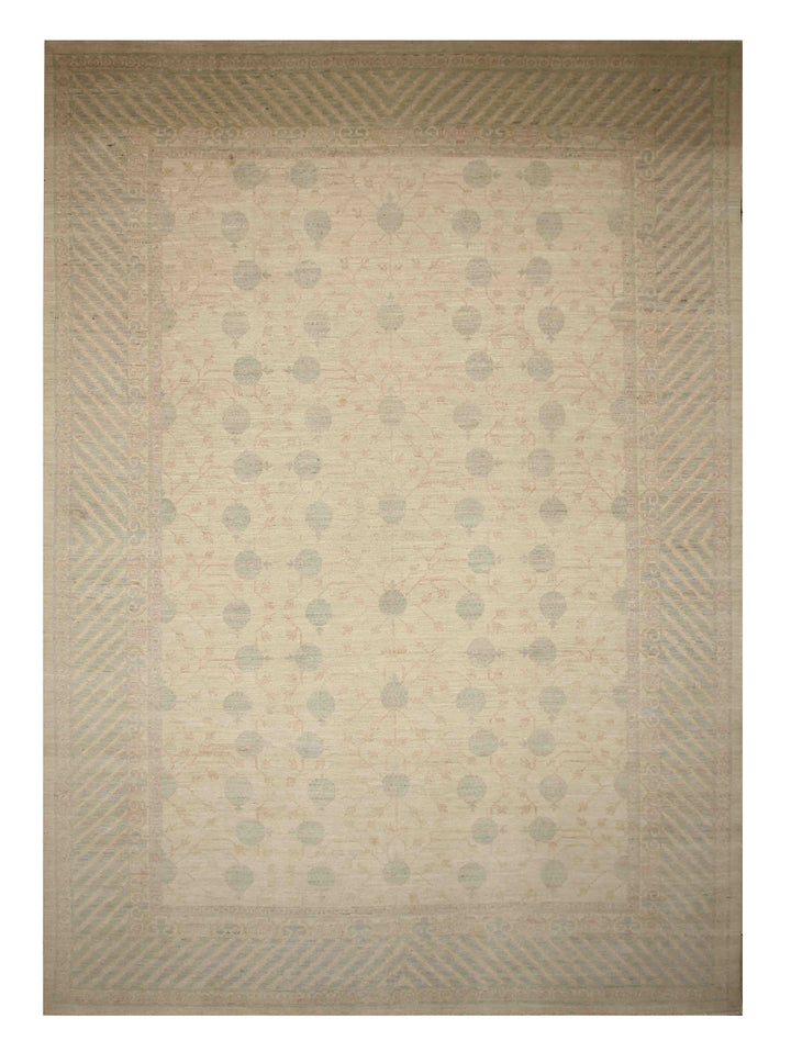 12x16 Beige Vintage Khotan Afghan Hand knotted Rug - Yildiz Rugs