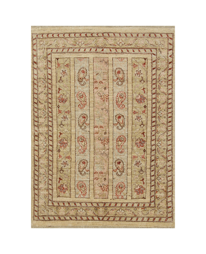 3x4 Beige Vintage Oriental Afghan Hand knotted small Accent Rug - Yildiz Rugs