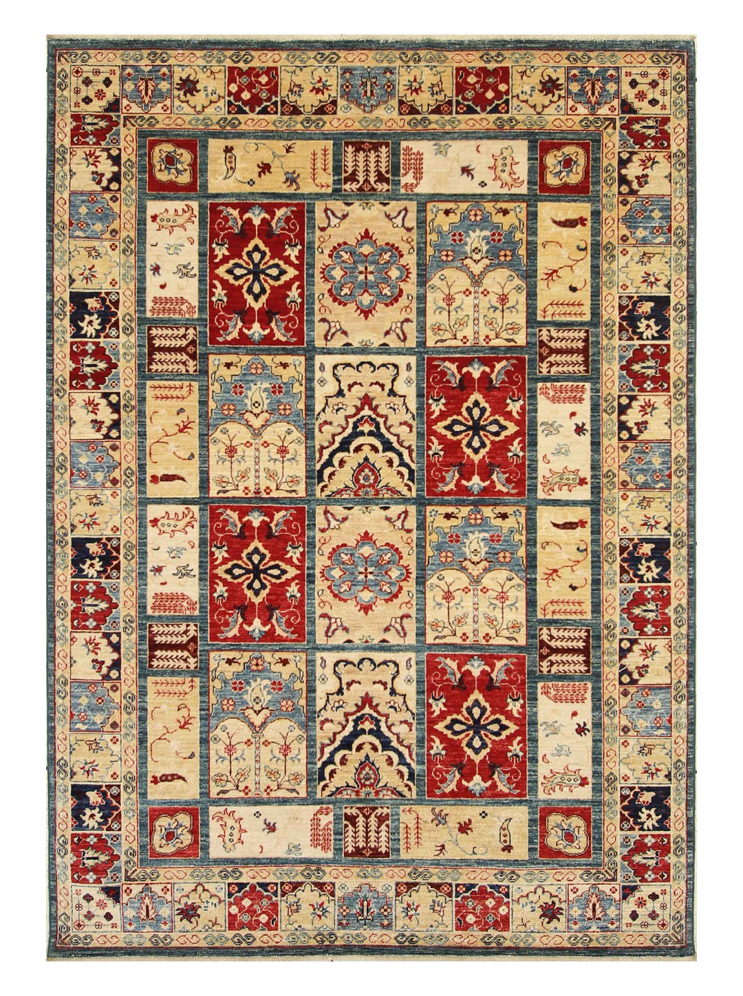 6x8 Blue Vintage Bakhtiari Afghan Hand Knotted Oriental Rug - Yildiz Rugs