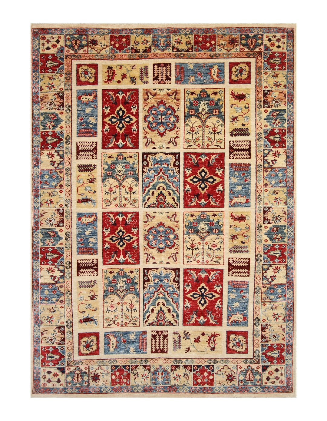 6x8 Beige Vintage Bakhtiari Afghan Oriental Rug - Yildiz Rugs