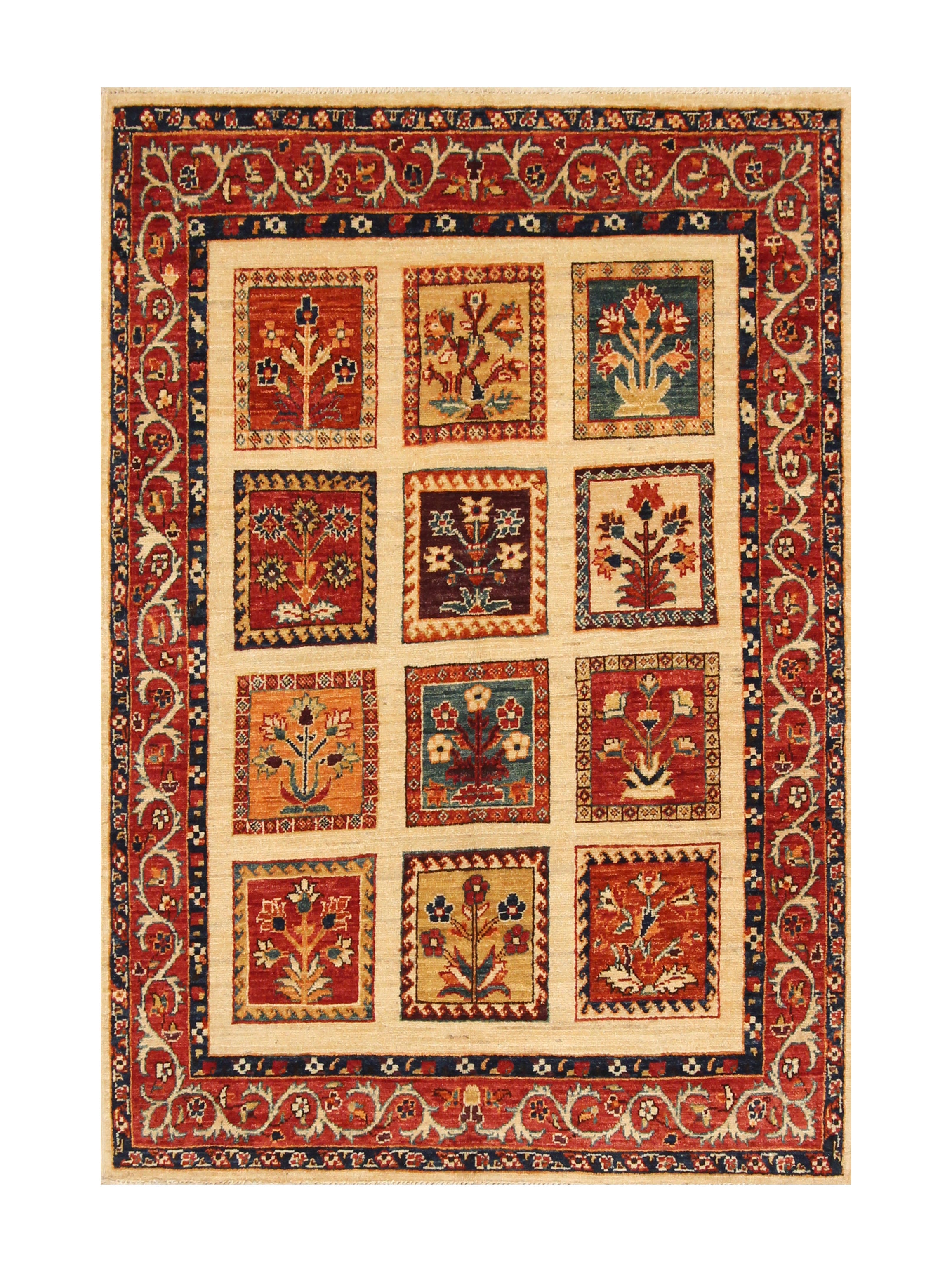 3x5 Beige Bakhtiar Hand Knotted Afghan Wool Oriental Rug - Yildiz Rugs