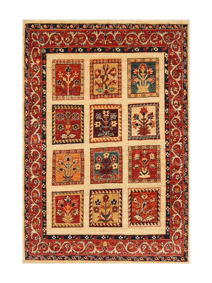 3x5 Beige Bakhtiar Hand Knotted Afghan Wool Oriental Rug - Yildiz Rugs