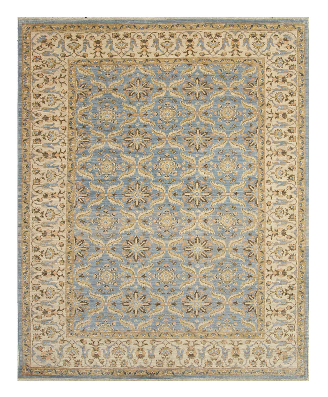 6x8 Blue Vintage Tabriz Afghan Hand Knotted Oriental Rug - Yildiz Rugs