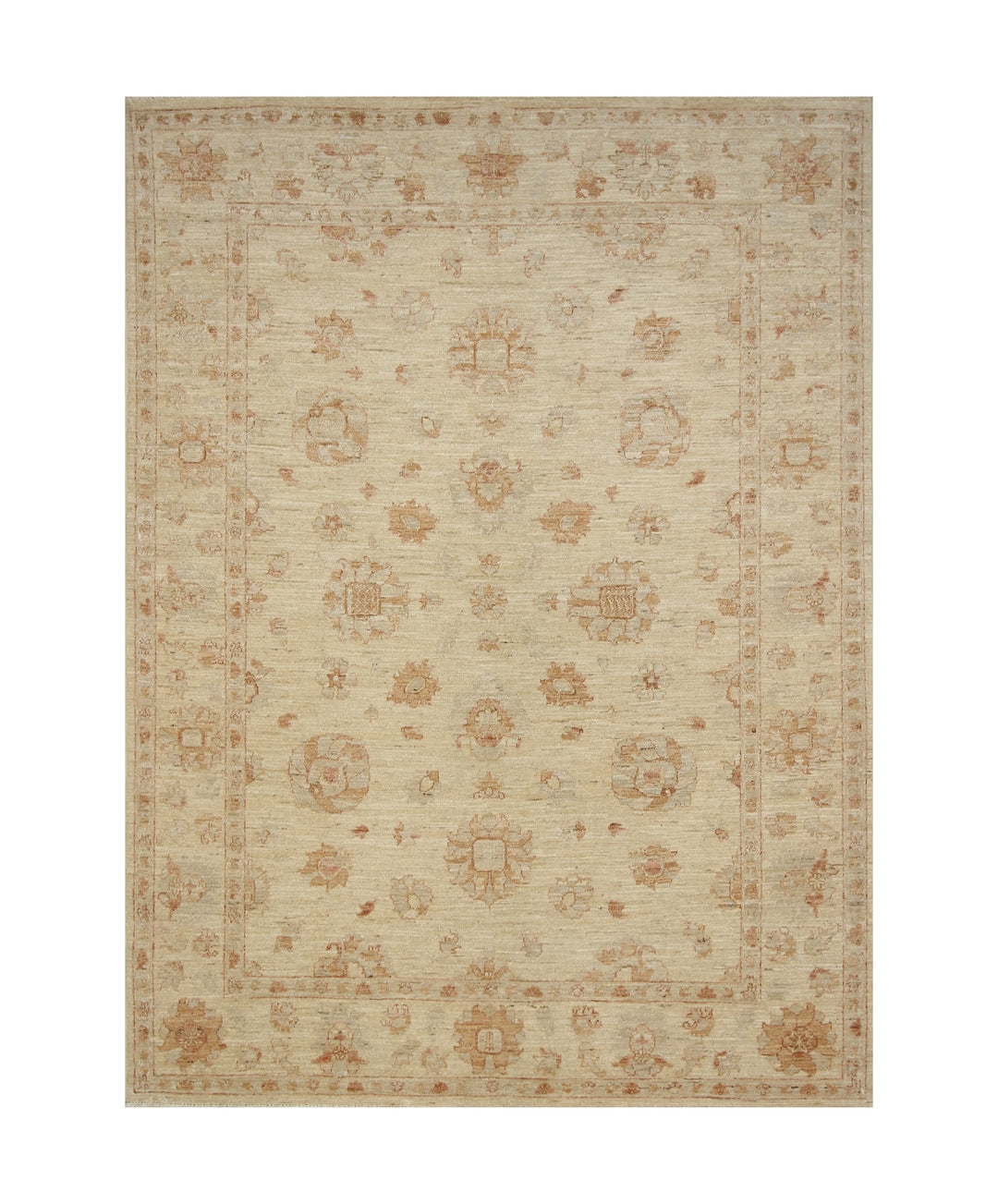 6x8 Beige Vintage Turkish Hand knotted Chobi Oushak Rug - Yildiz Rugs