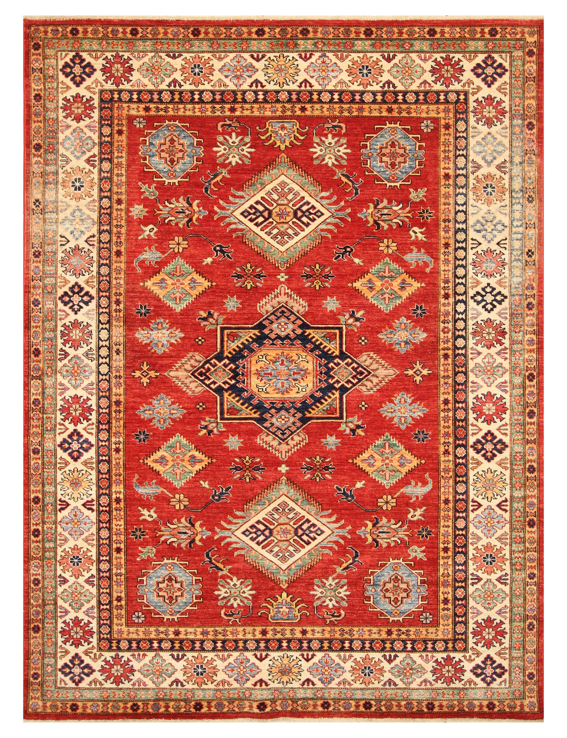 6x8 Red Afghan Kazak Hand knotted Rug - Yildiz Rugs