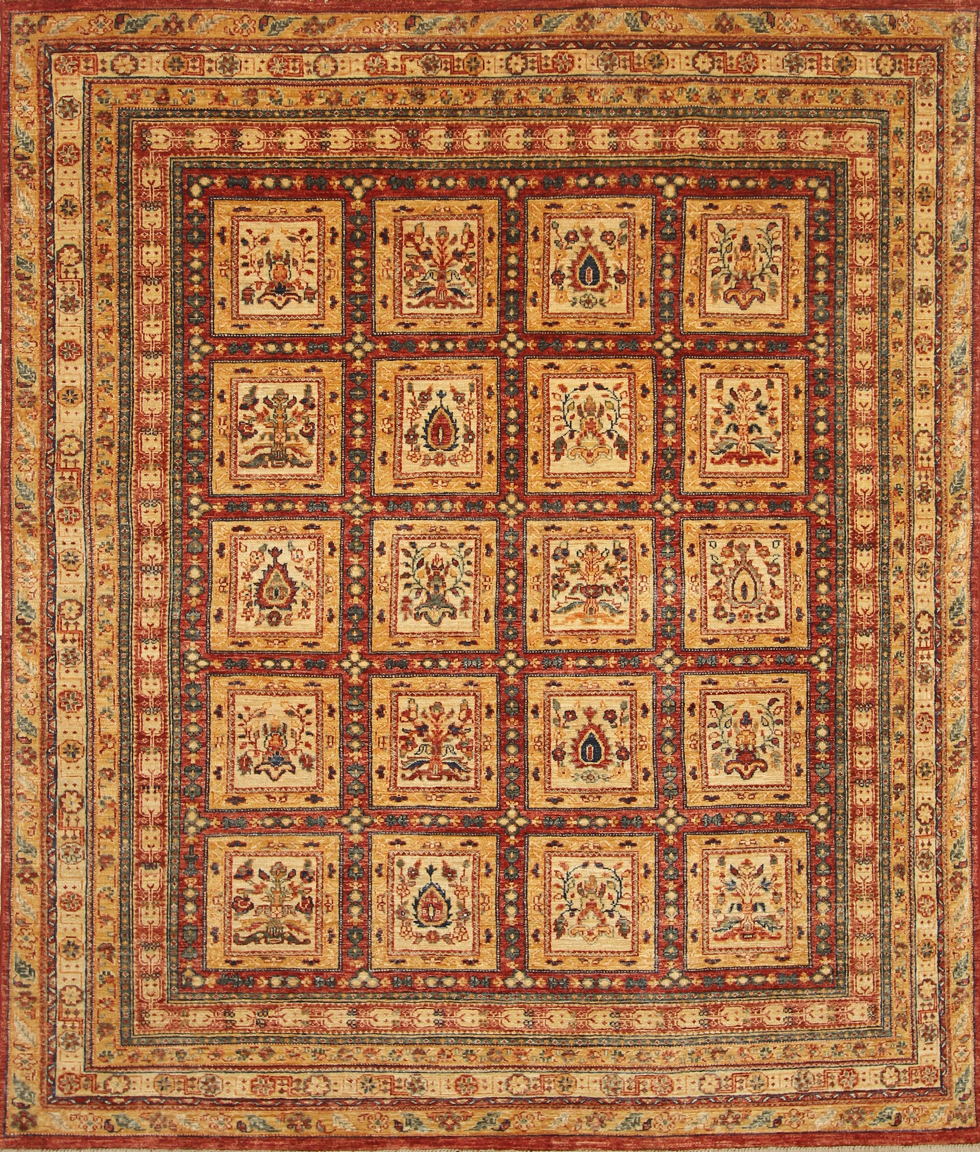 7x8 Beige Bakhtiar Afghan Hand-Knotted Oriental Rug - Yildiz Rugs