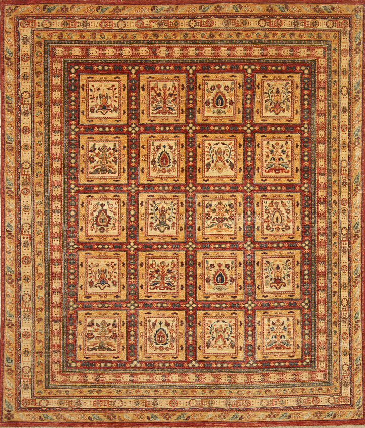 7x8 Beige Bakhtiar Afghan Hand-Knotted Oriental Rug - Yildiz Rugs