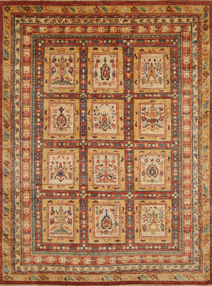 5x7 Beige Bakhtiar Afghan Hand-Knotted Oriental Rug - Yildiz Rugs