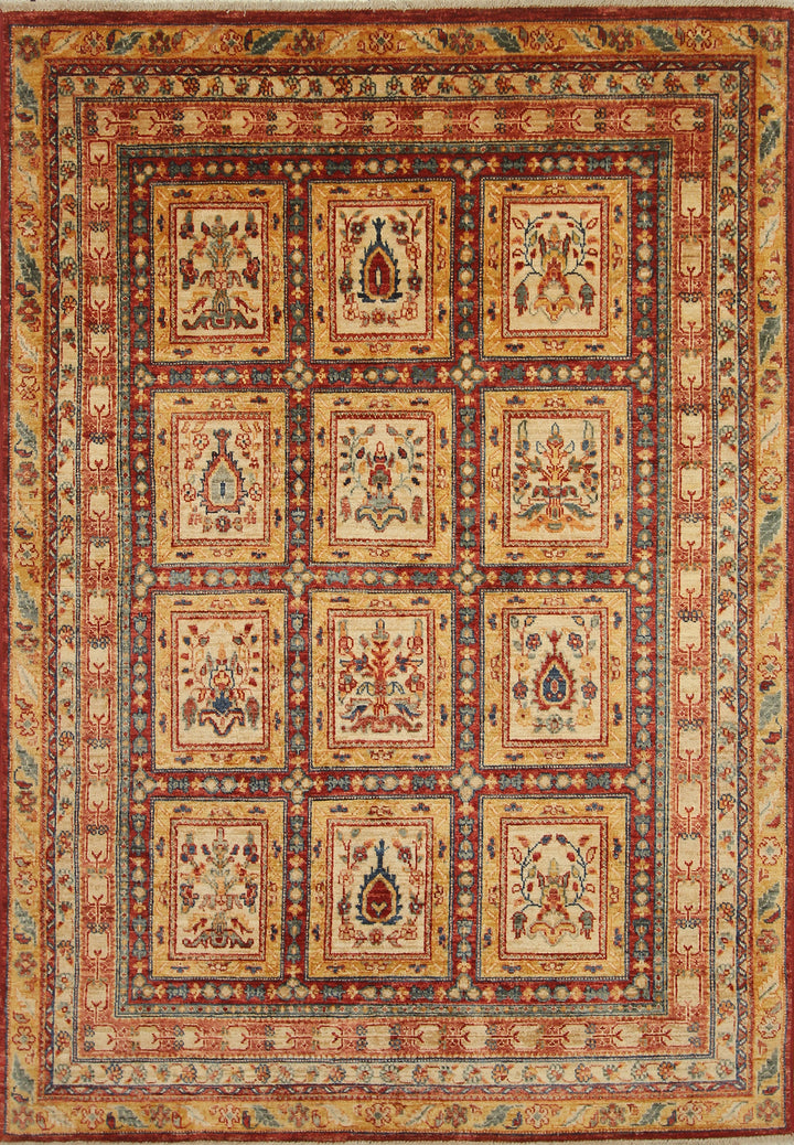 5x7 Beige Bakhtiar Afghan Hand-Knotted Oriental Rug - Yildiz Rugs