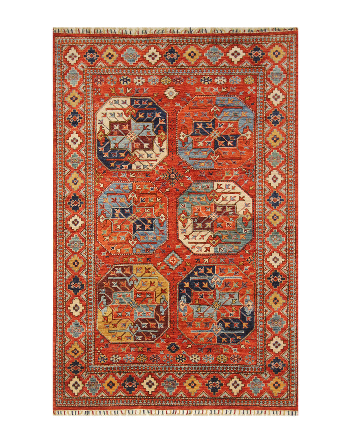 5x7 Red Ersari Oriental Turkmen Afghan Tribal Rug
