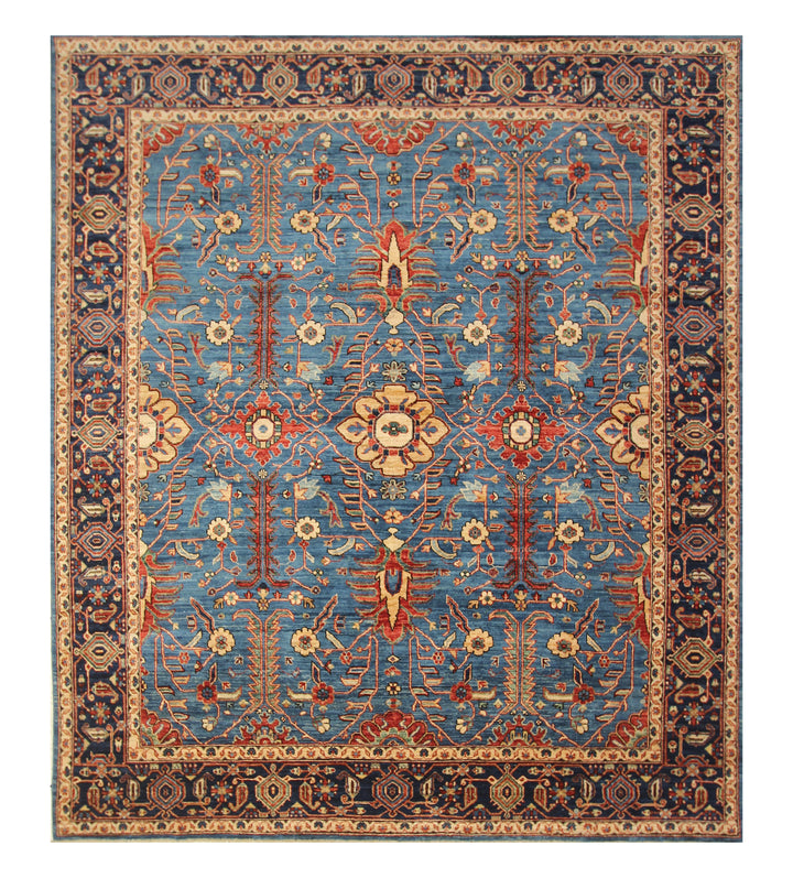 8x10 Blue Heriz Afghan Hand knotted Oriental Rug