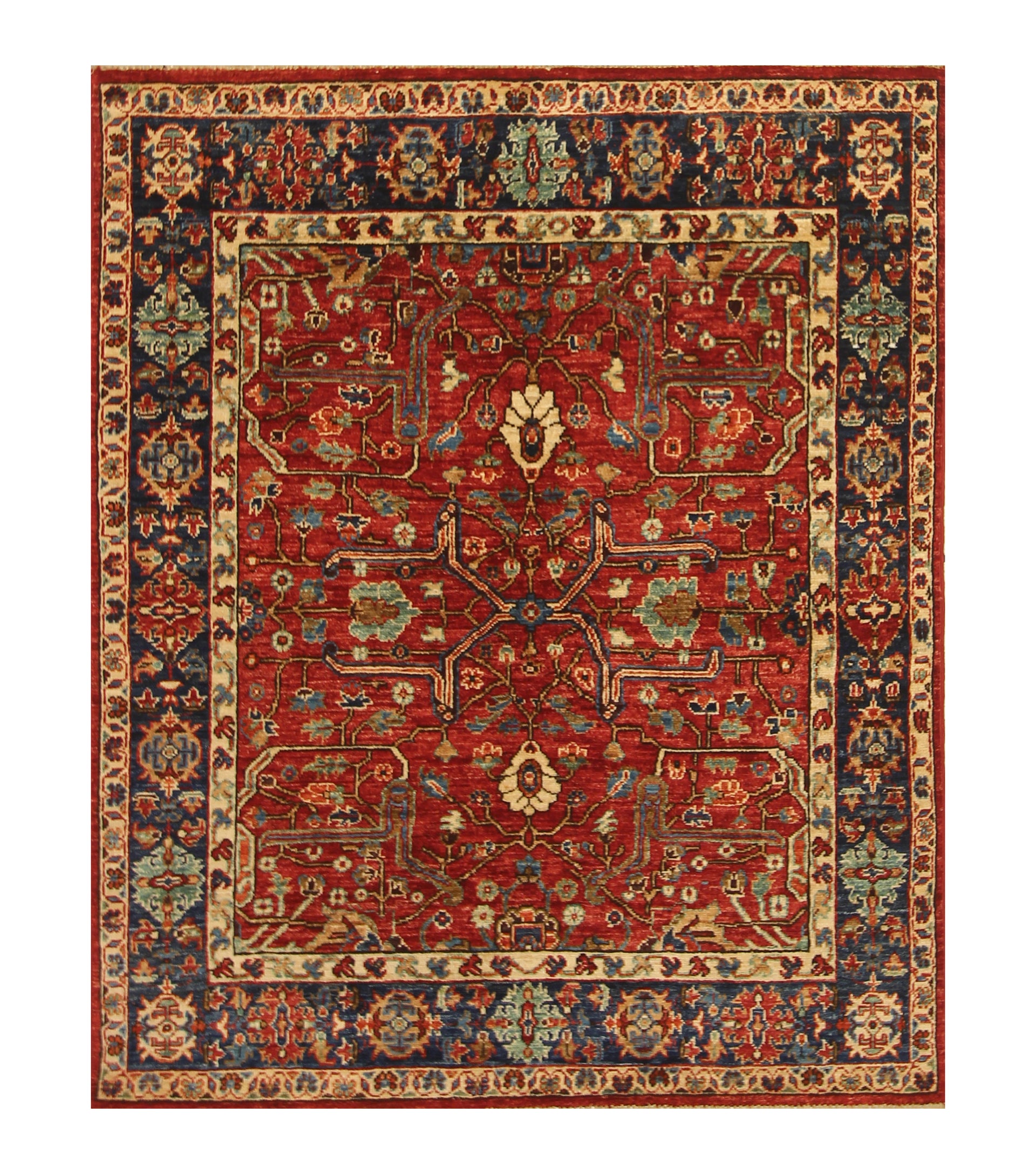 4x5 Red Bidjar Oriental Afghan Hand knotted Rug - Yildiz Rugs