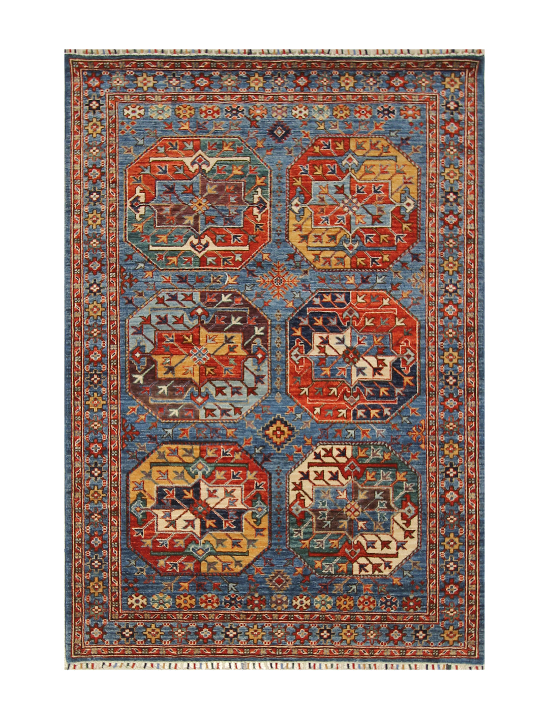 4x6 Blue Afghan Ersari Turkmen hand knotted Oriental Rug - Yildiz Rugs