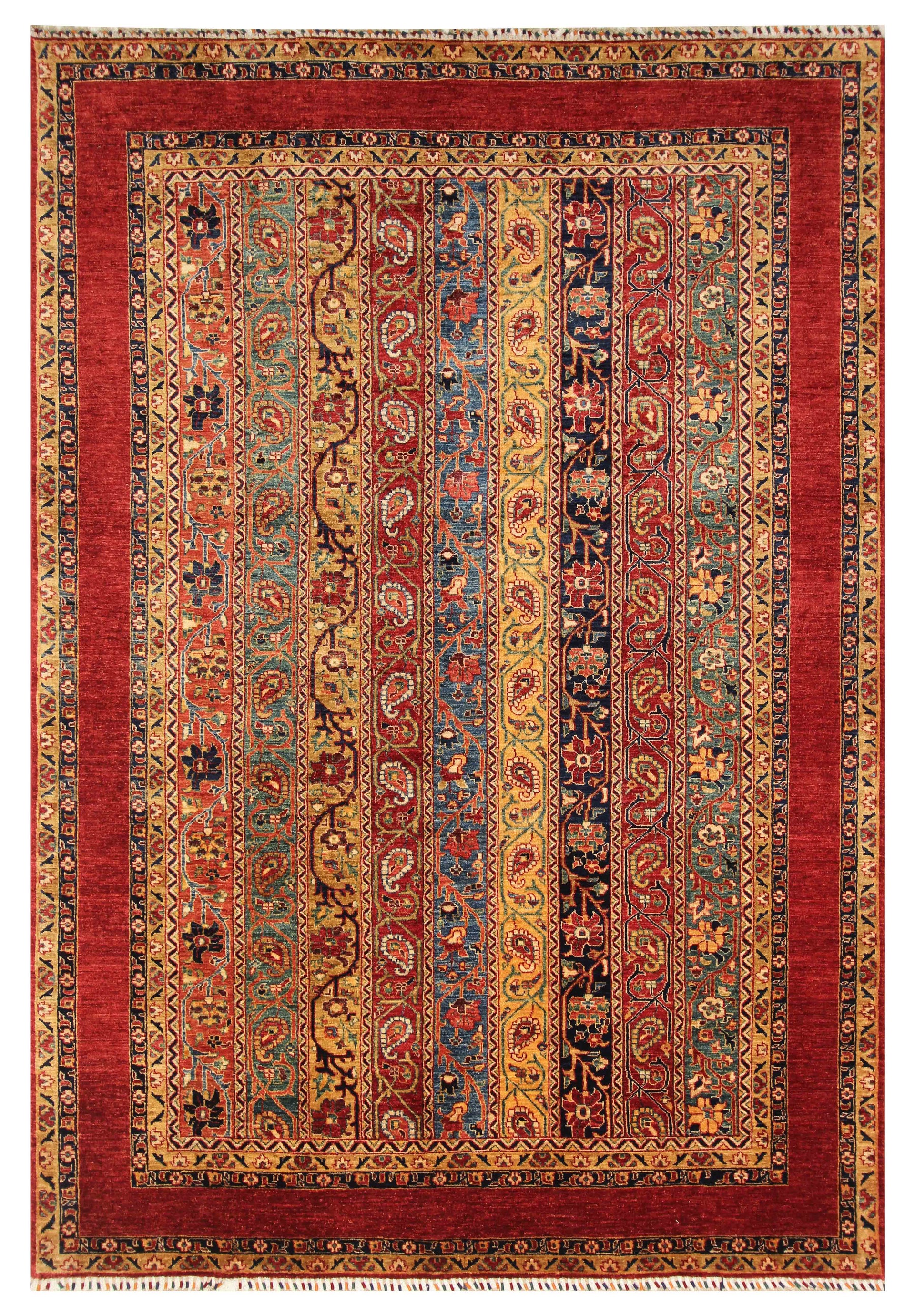 7x10 Red Turkish Style Hand-Knotted Wool Rug
