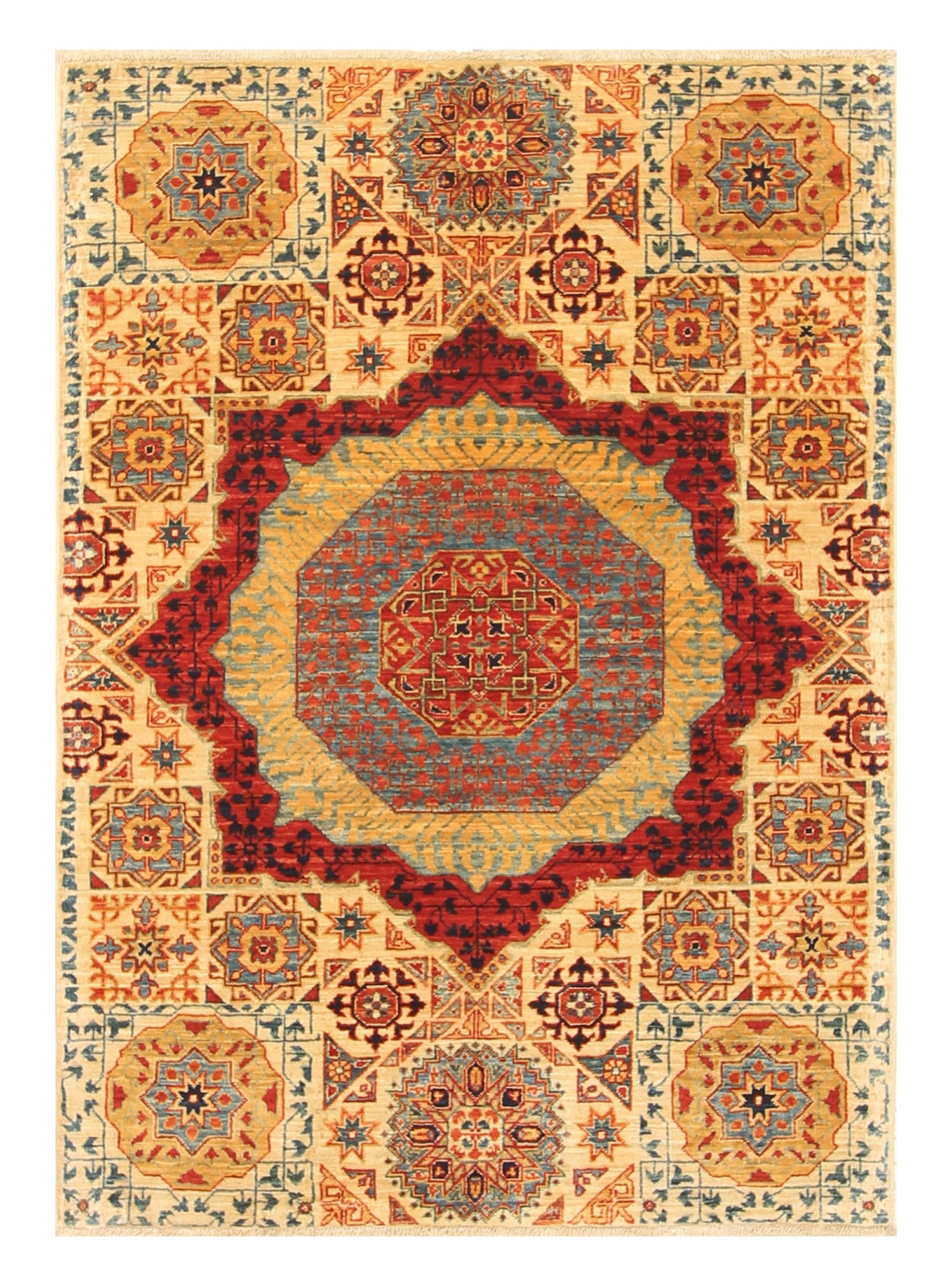 3x4 ft Beige Mamluk Hand knotted Rug - Yildiz Rugs