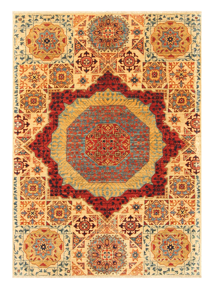 3x4 ft Beige Mamluk Hand knotted Rug - Yildiz Rugs