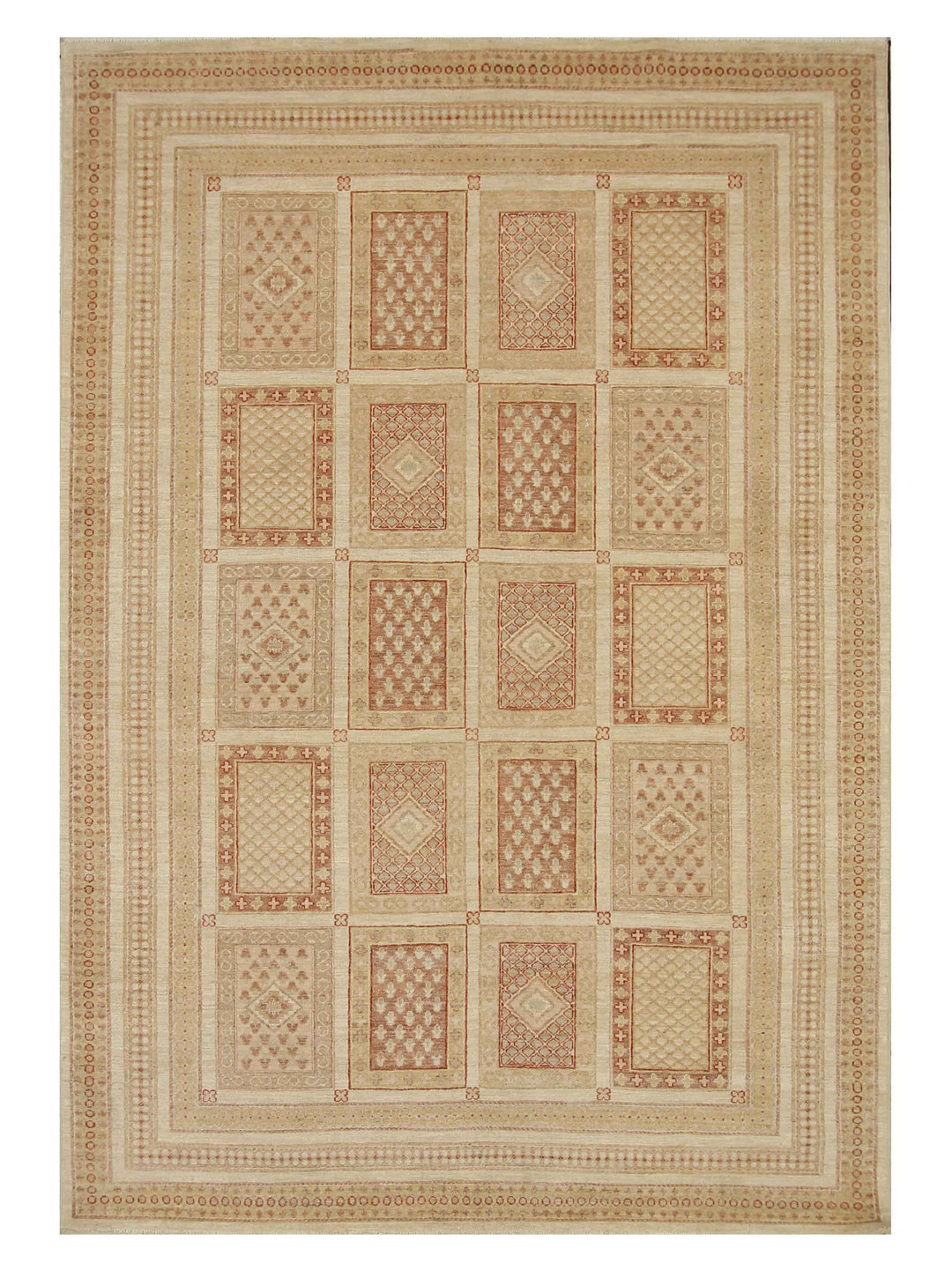 7x10 Beige Vintage Bakhtiari Afghan Hand Knotted Oriental Rug - Yildiz Rugs