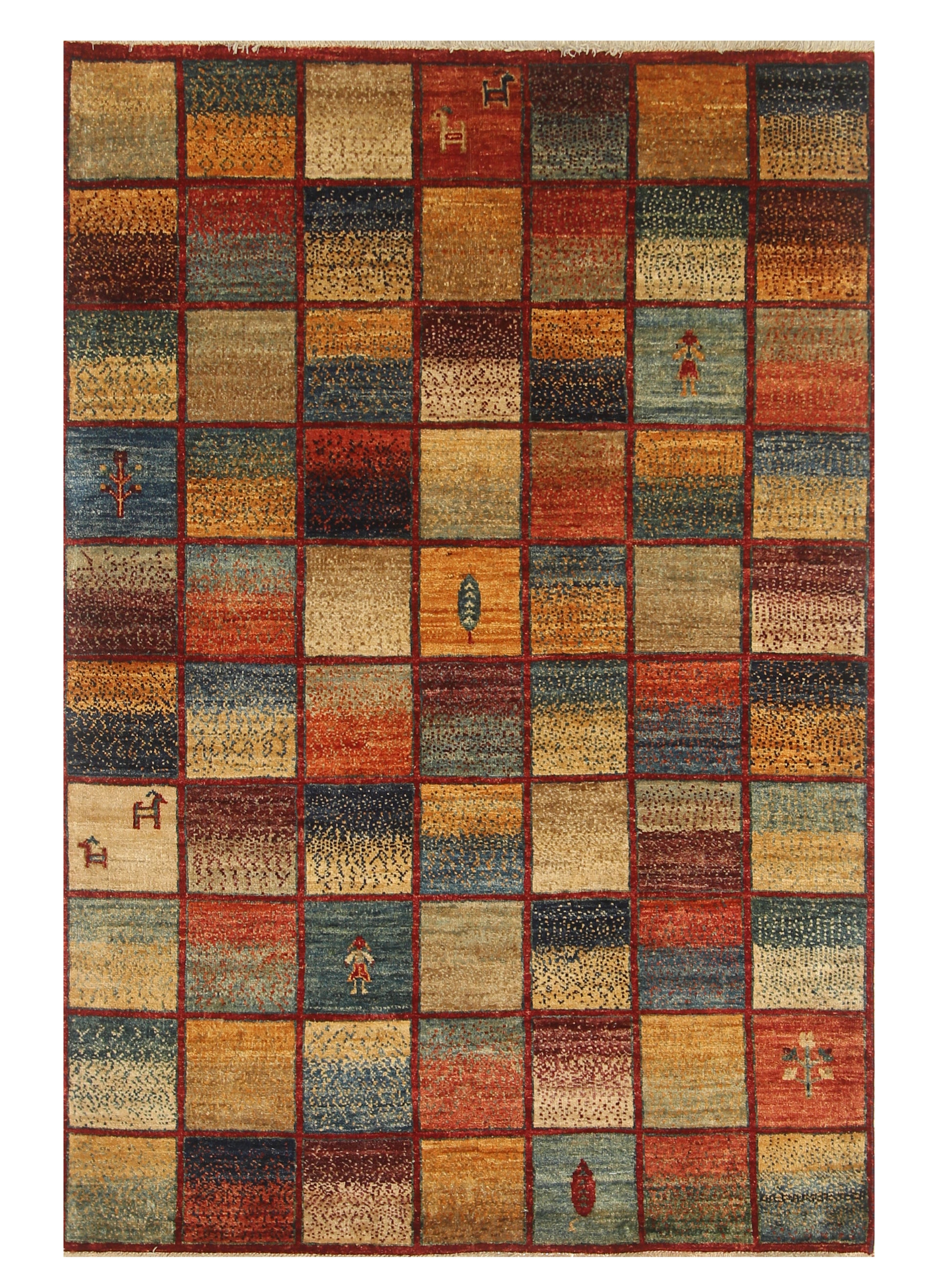 4x6 Red Gabbeh Afghan Hand knotted Rug