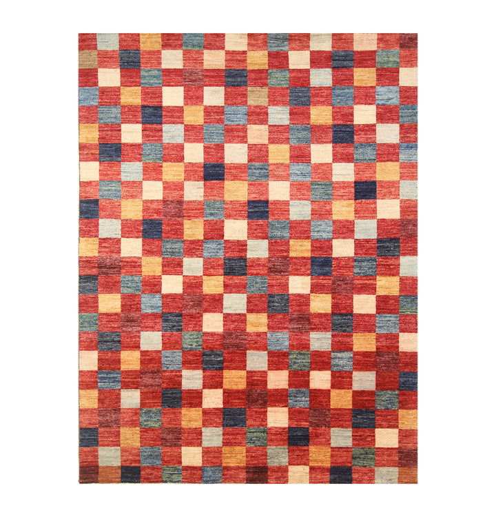 5x8 Red Checkered box Gabbeh hand knotted Rug