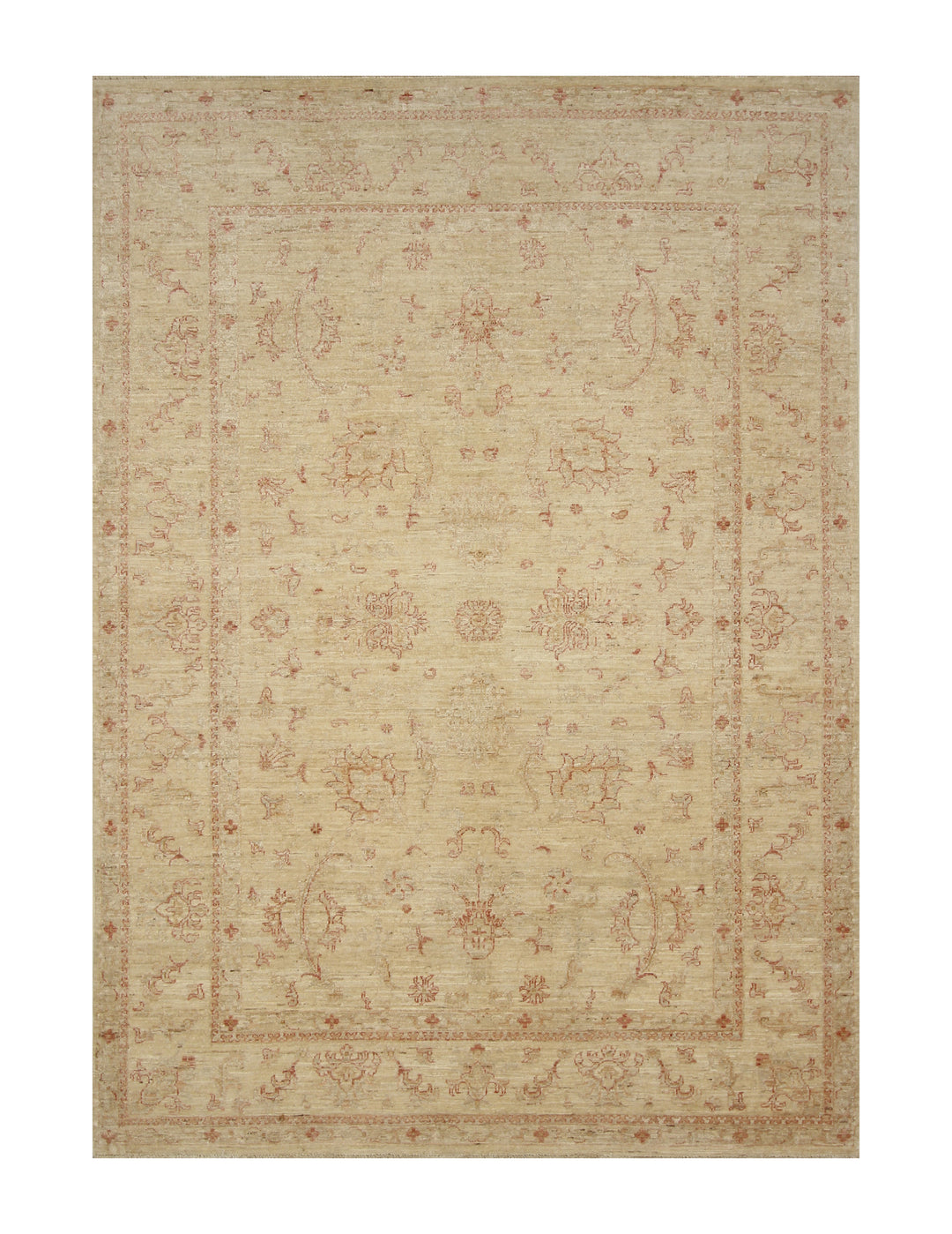 6x8 Beige Vintage Turkish Hand knotted Chobi Oushak Rug - Yildiz Rugs