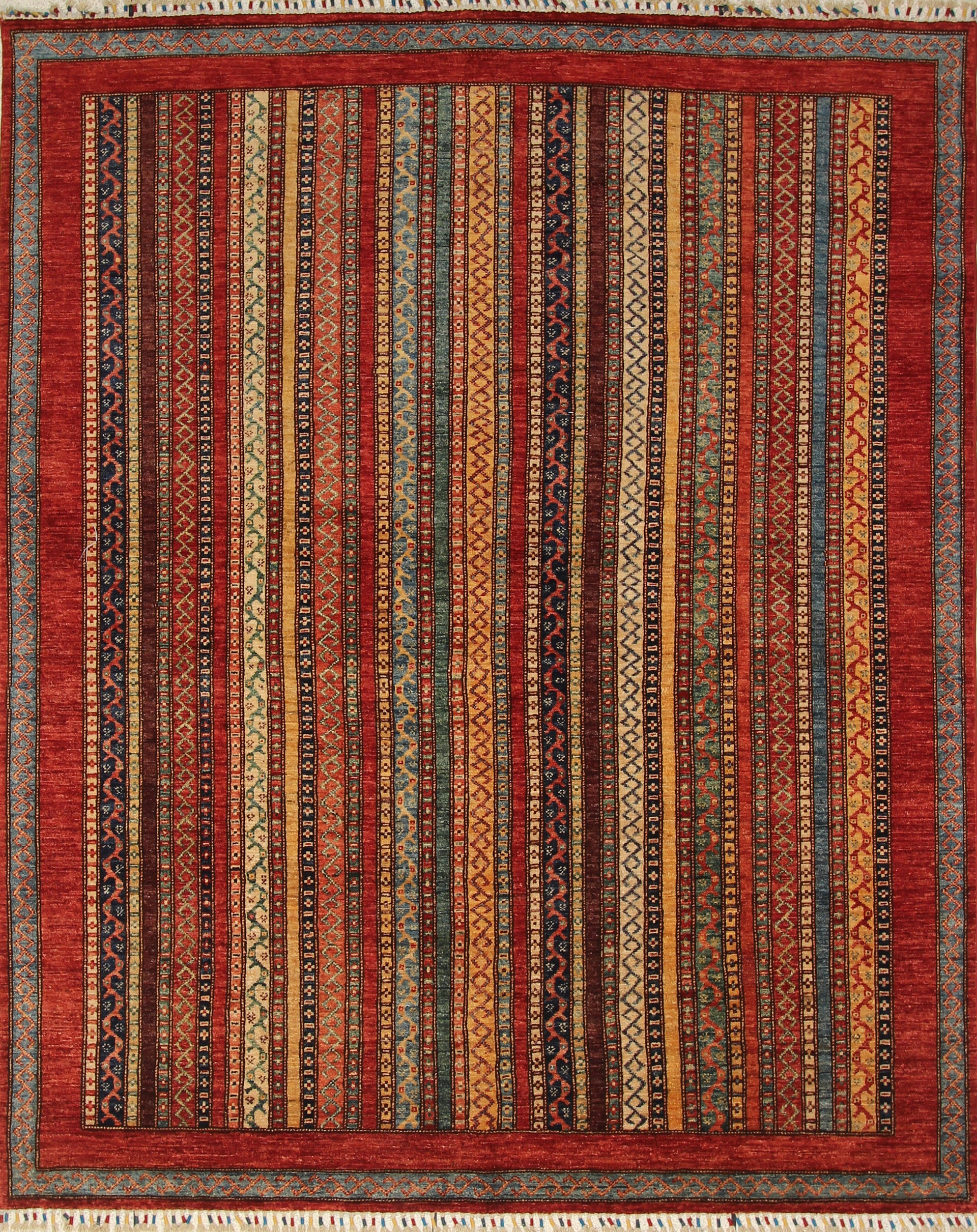 7x8 Red Turkish Style Hand-Knotted Wool Rug - Yildiz Rugs