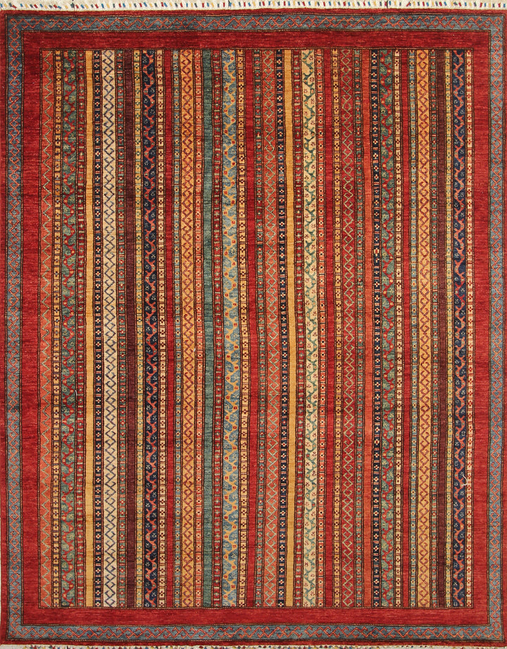 7x8 Red Turkish Style Hand-Knotted Wool Tribal Rug - Yildiz Rugs