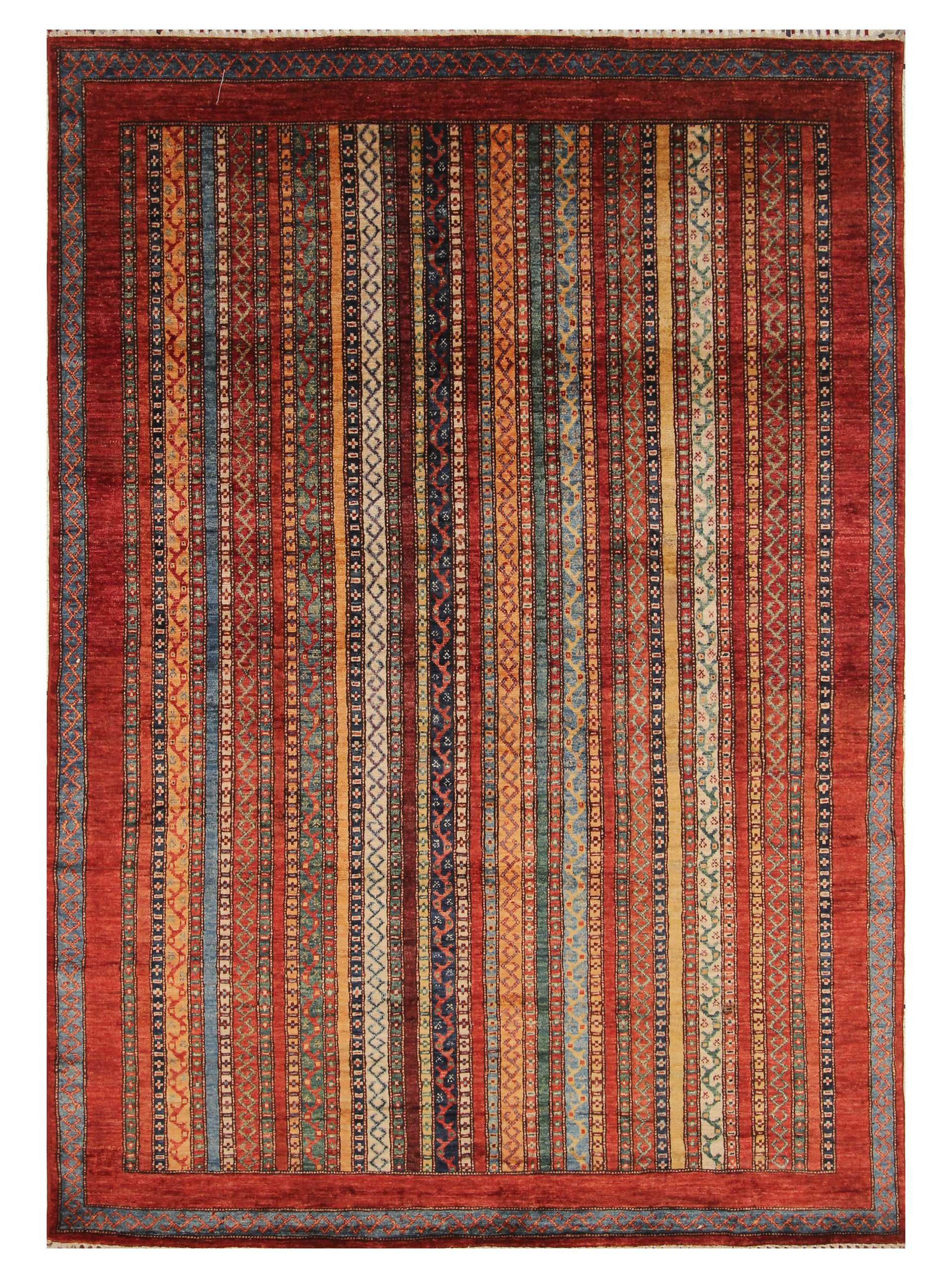 6x8 Red Turkish Style Handmade Afghan wool Rug - Yildiz Rugs
