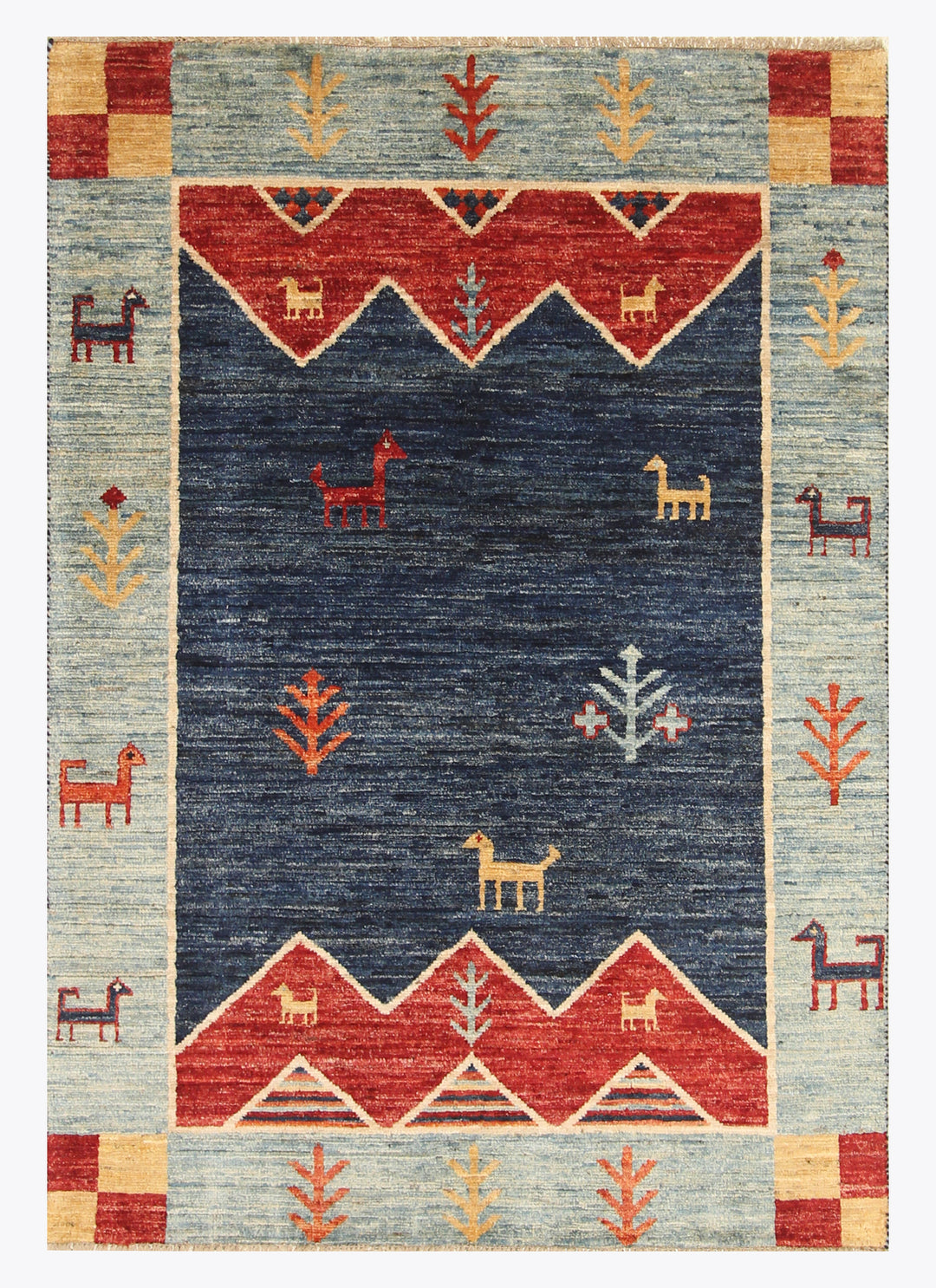 4x6 Navy Blue Tribal Gabbeh Afghan Hand knotted Rug