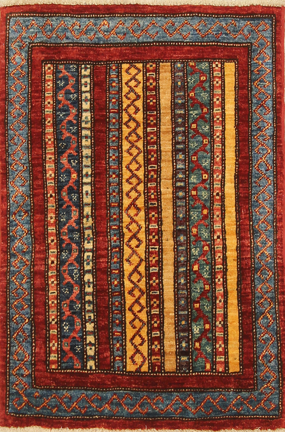 2x3 Red Turkish Hand-Knotted Wool Rug