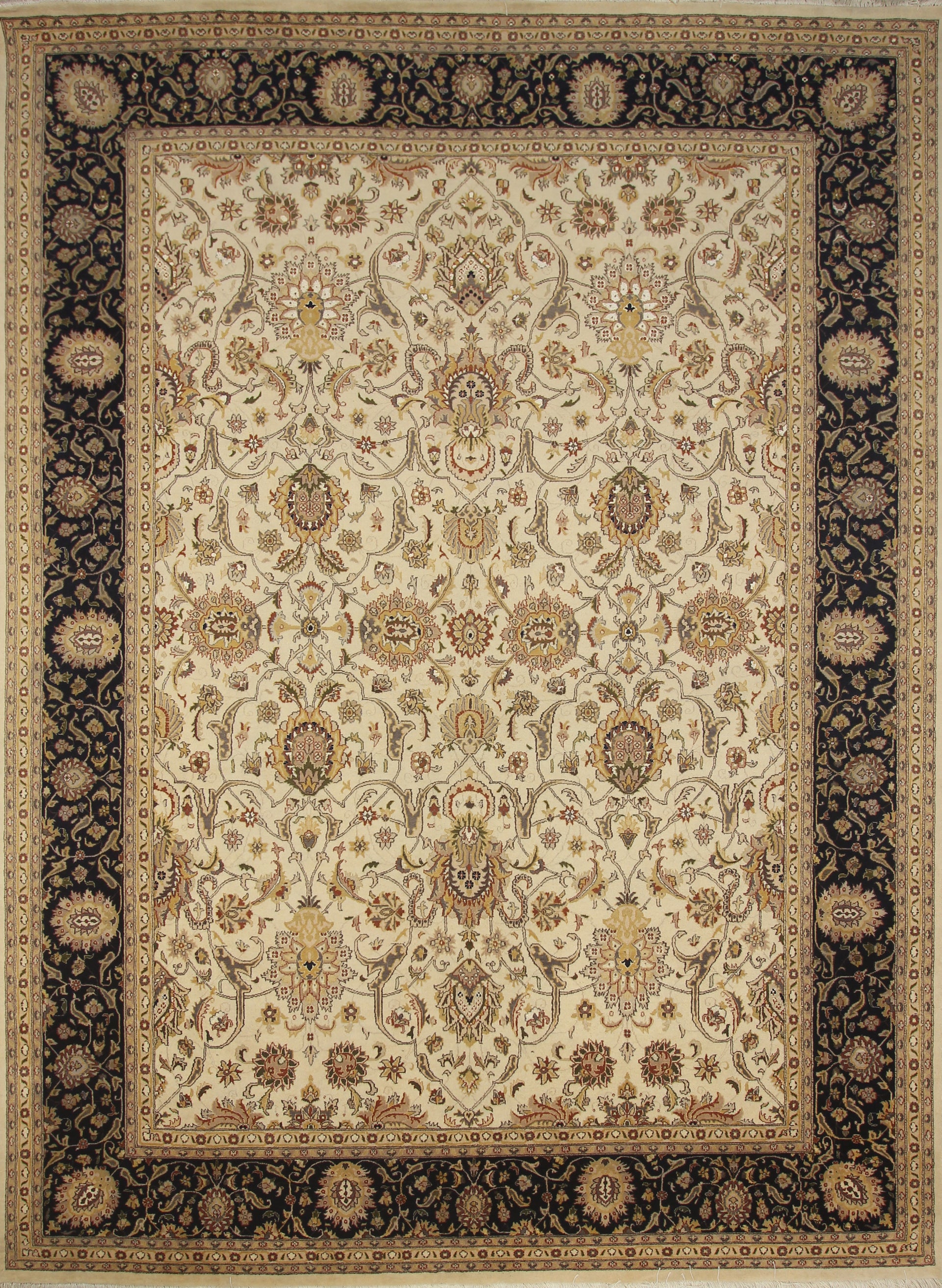 9x12 Beige Sotri Pakistani Hand-Knotted Wool Oriental Rug