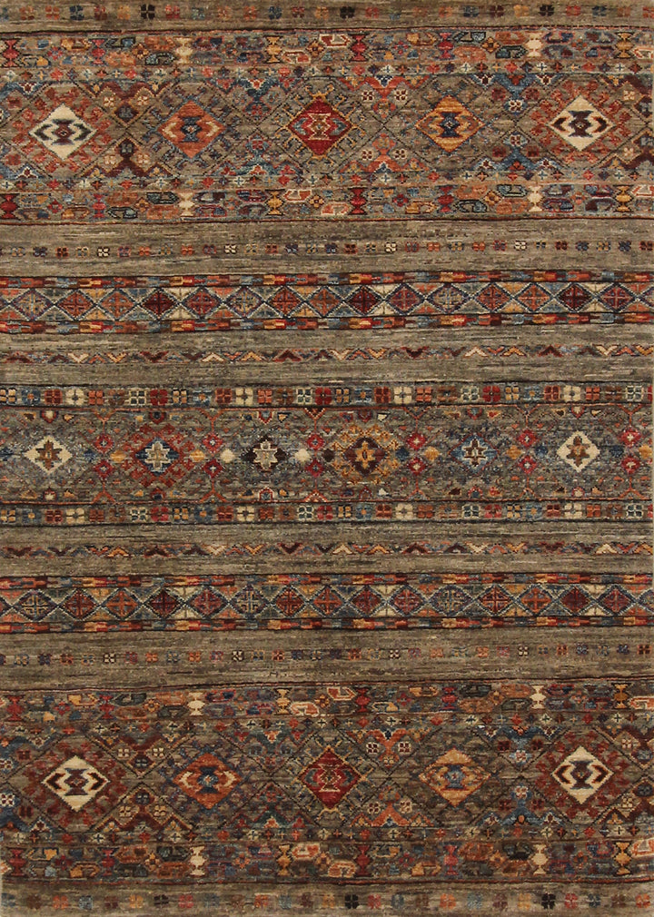 3x5 Gray Tribal Afghan Hand Knotted Rug - Yildiz Rugs