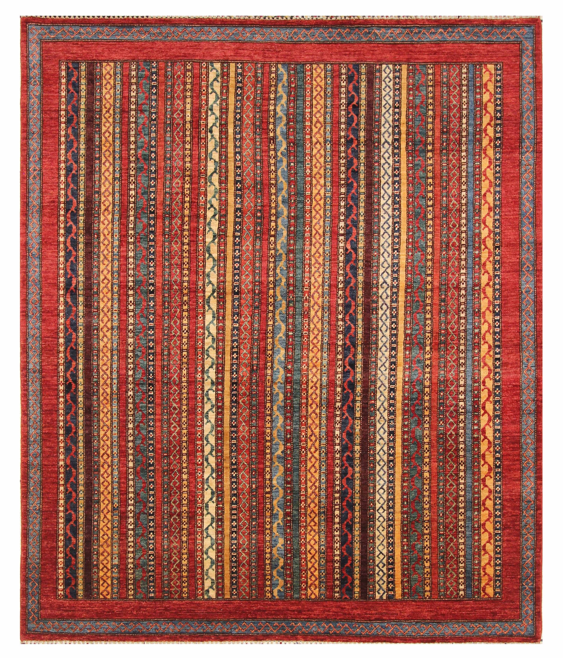 7x8 Red Turkish Style Hand-Knotted Wool Tribal Rug