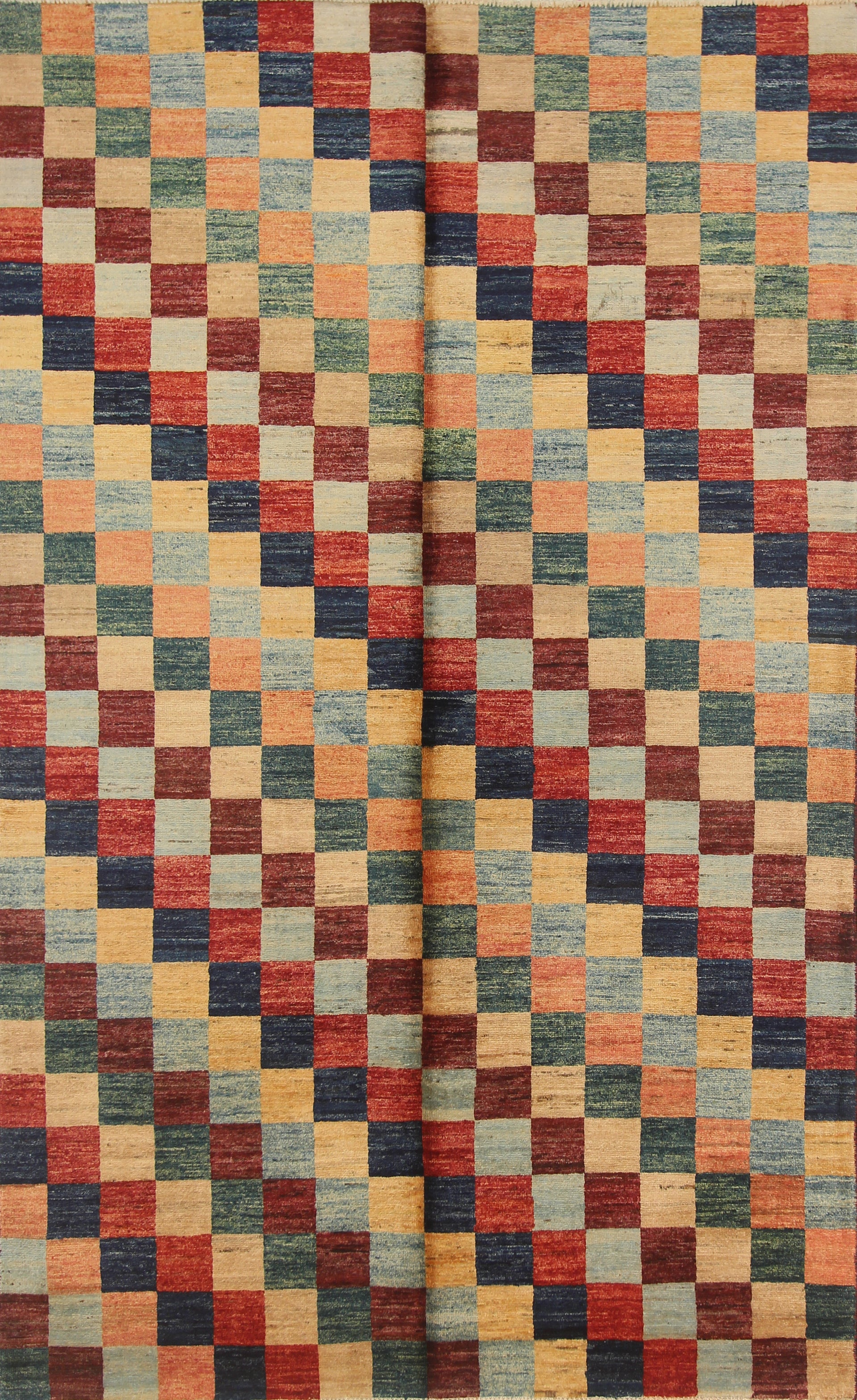 5x8 Afghan Gabbeh Multicolor Hand-Knotted Wool Striped Rug