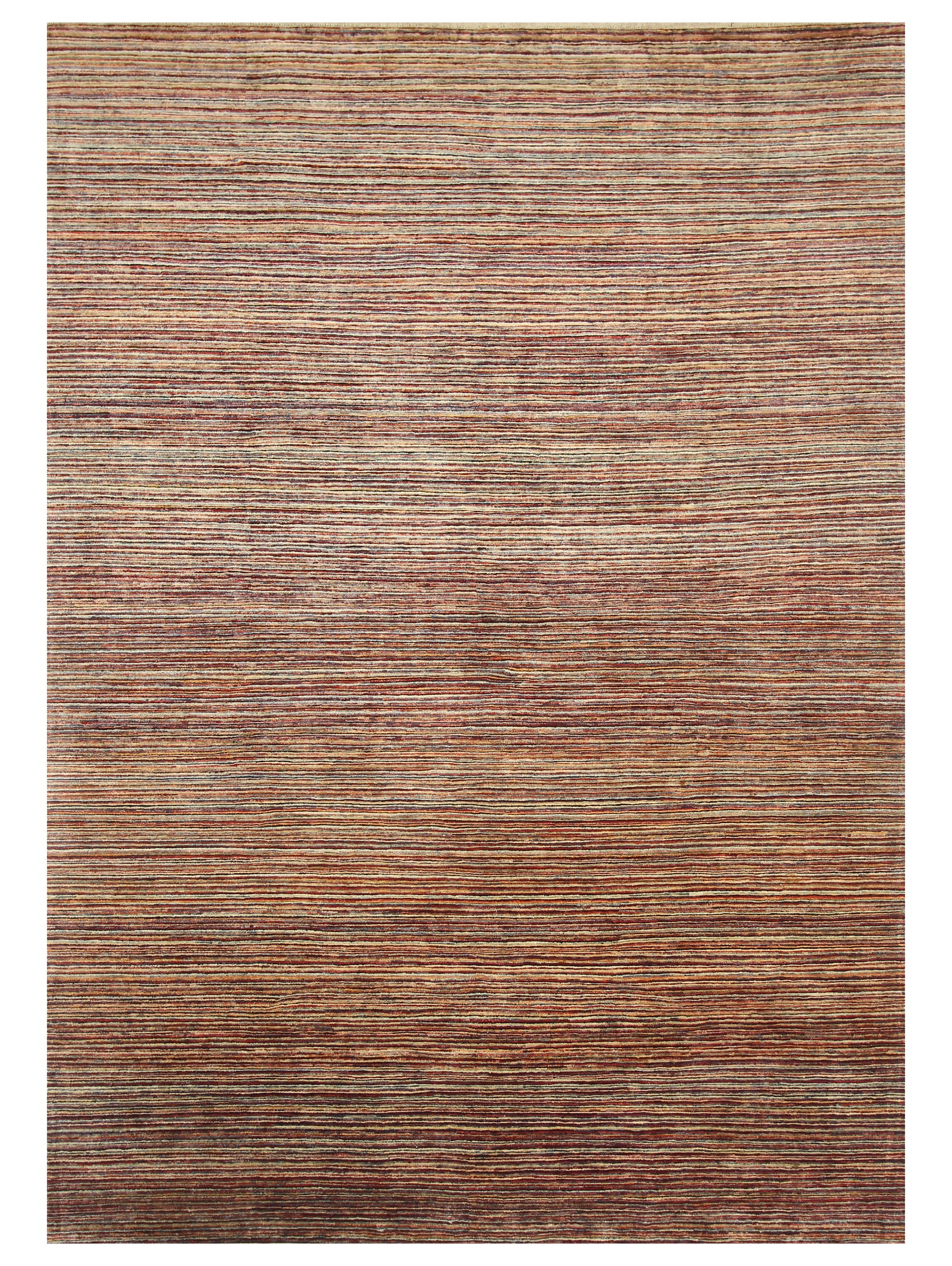 7'7"x10'8" Striped Gabbeh Afghan Hand knotted Rug