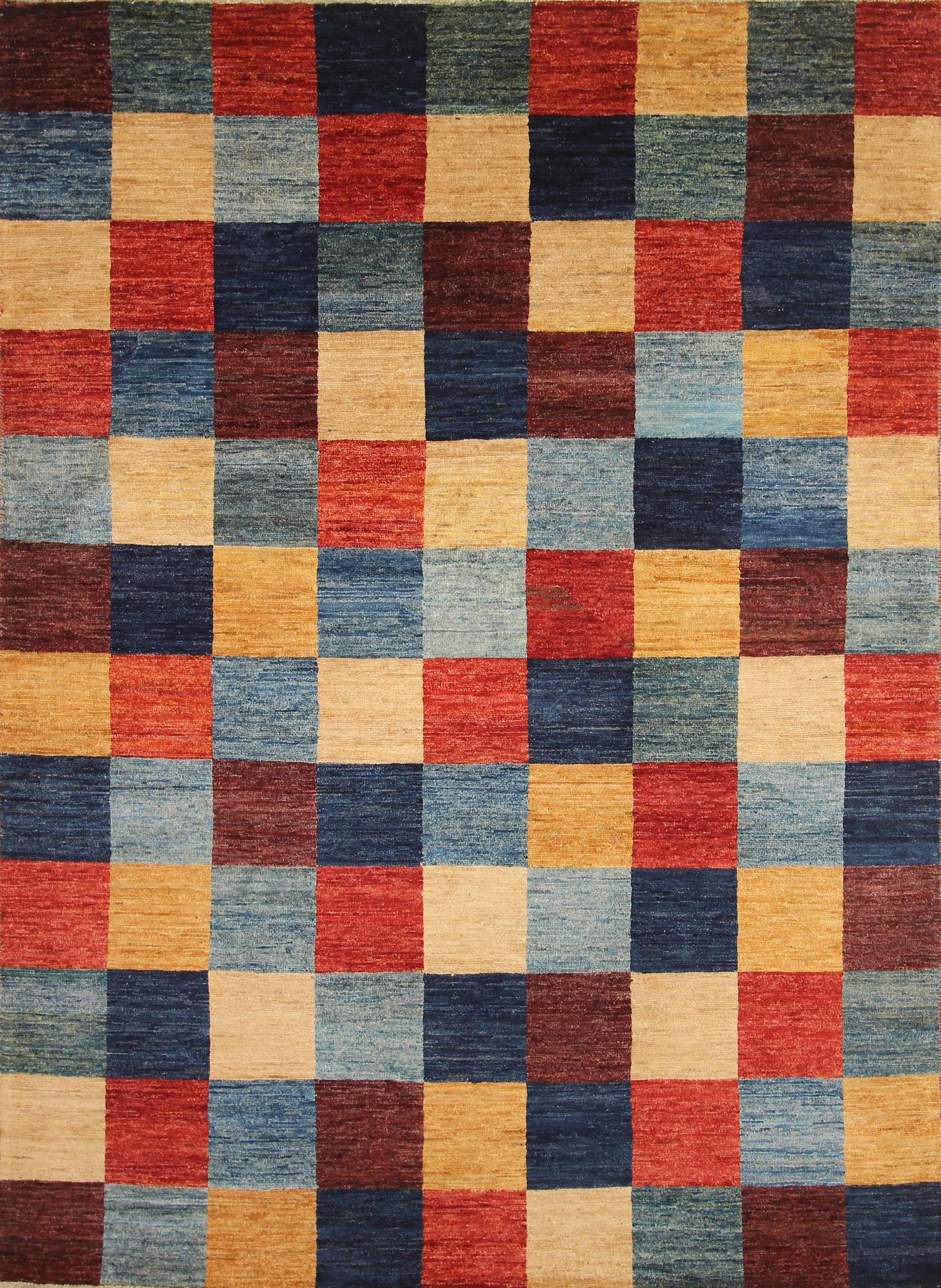 5x8 Checkered Gabbeh Afghan Hand Knotted Wool Rug