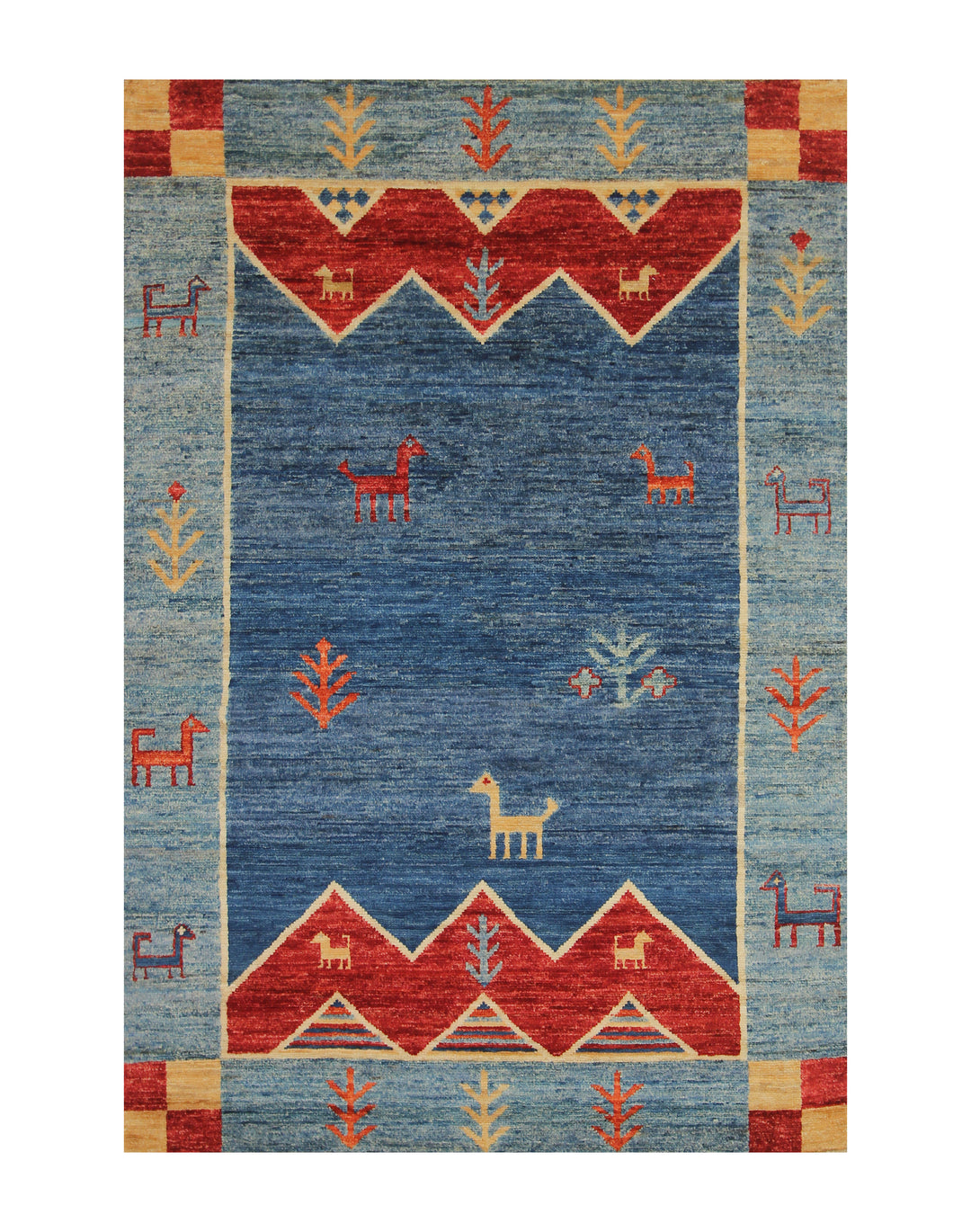 4x6 Blue Tribal Gabbeh Afghan Hand knotted Rug