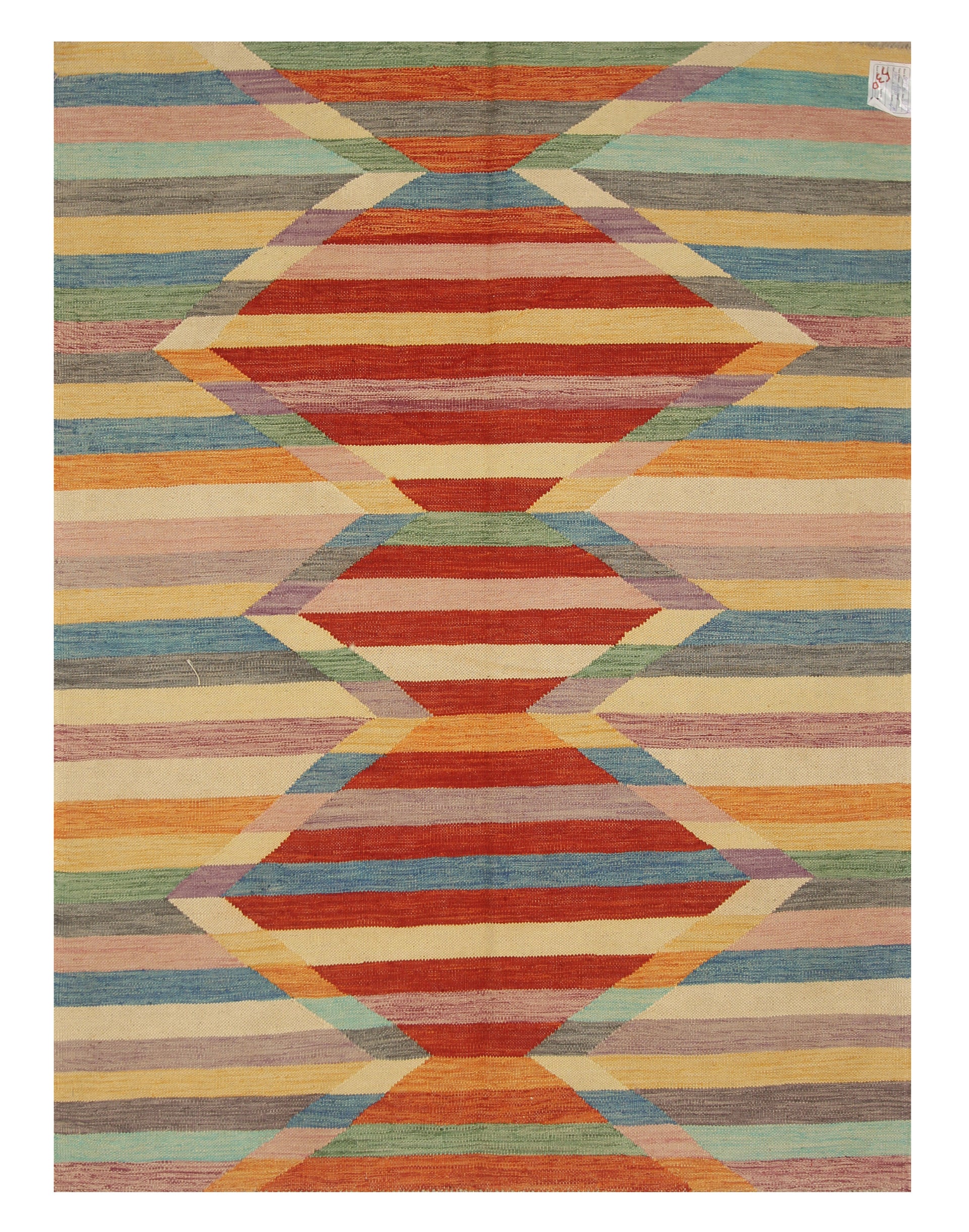 5x7 Multicolor Afghan Handmade Wool Kilim Rug