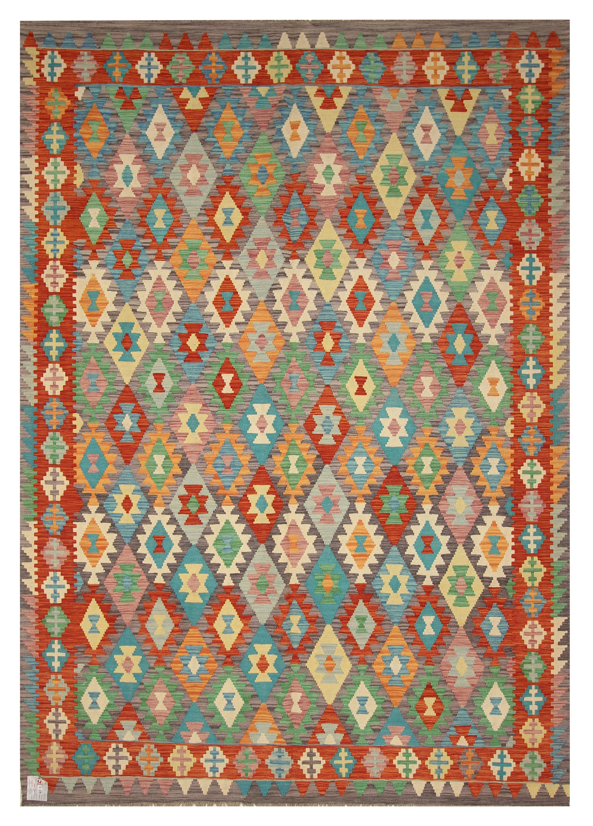 6'9"x9'9" Gray Handmade Afghan Wool Kilim Rug