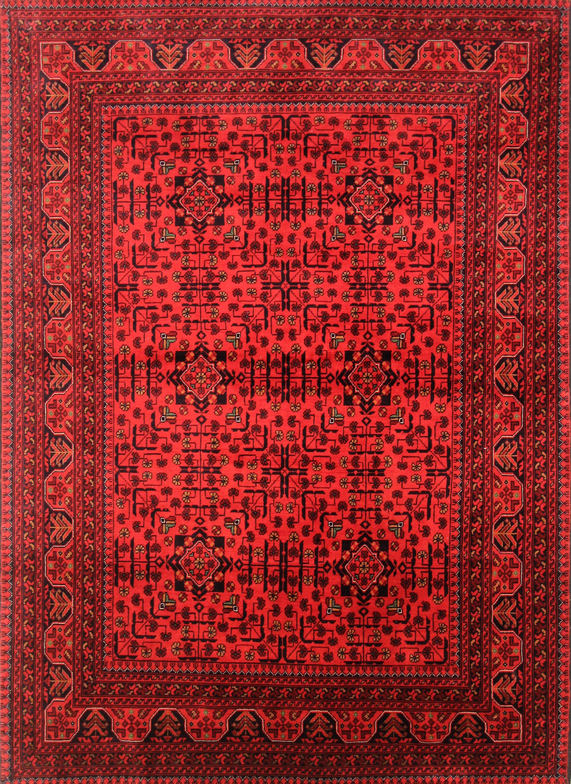 5x7 Red Afghan Khal Mohammadi hand knotted Rug