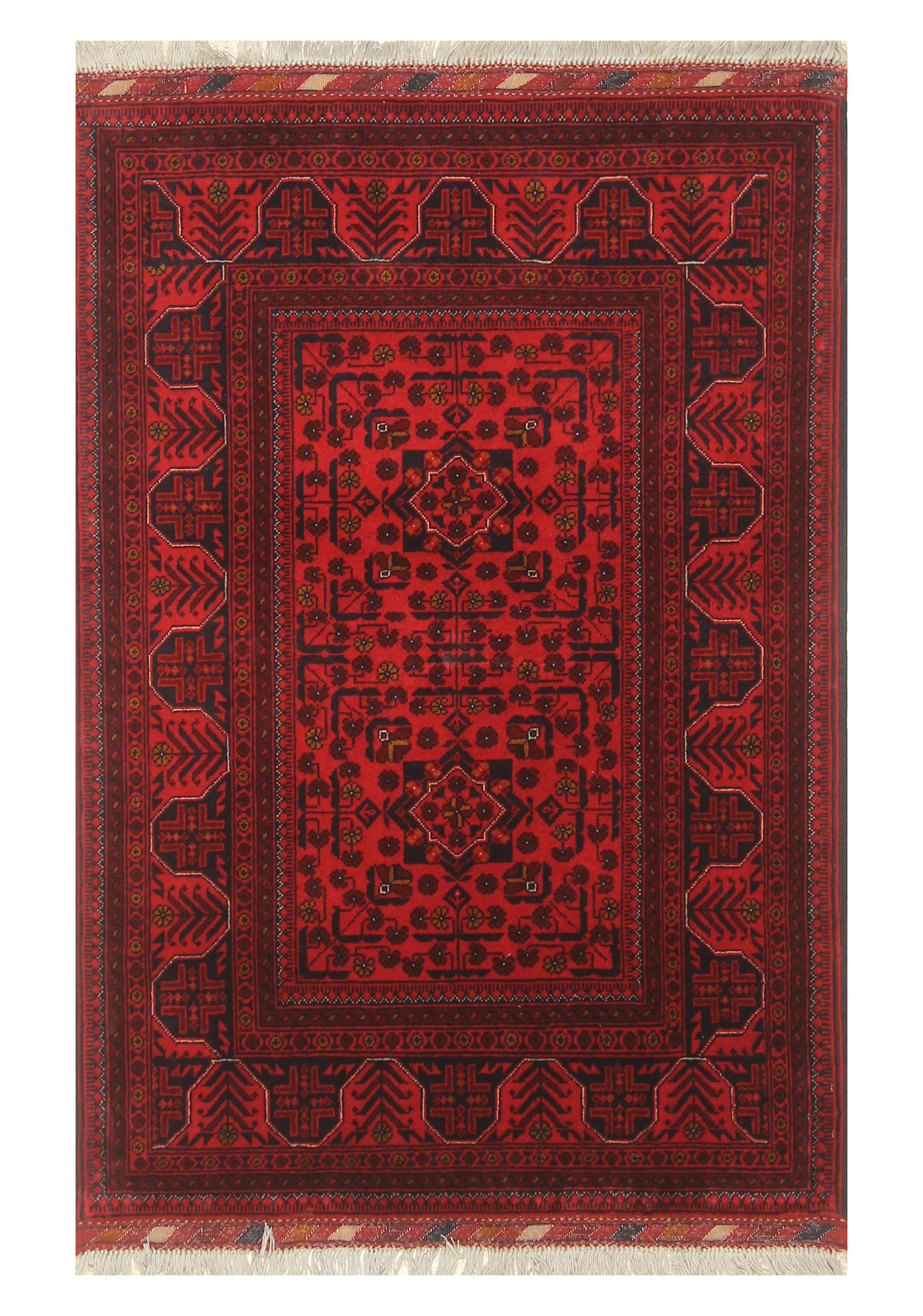 3x5 Red Kunduz Afghan Hand Knotted Oriental Rug - Yildiz Rugs