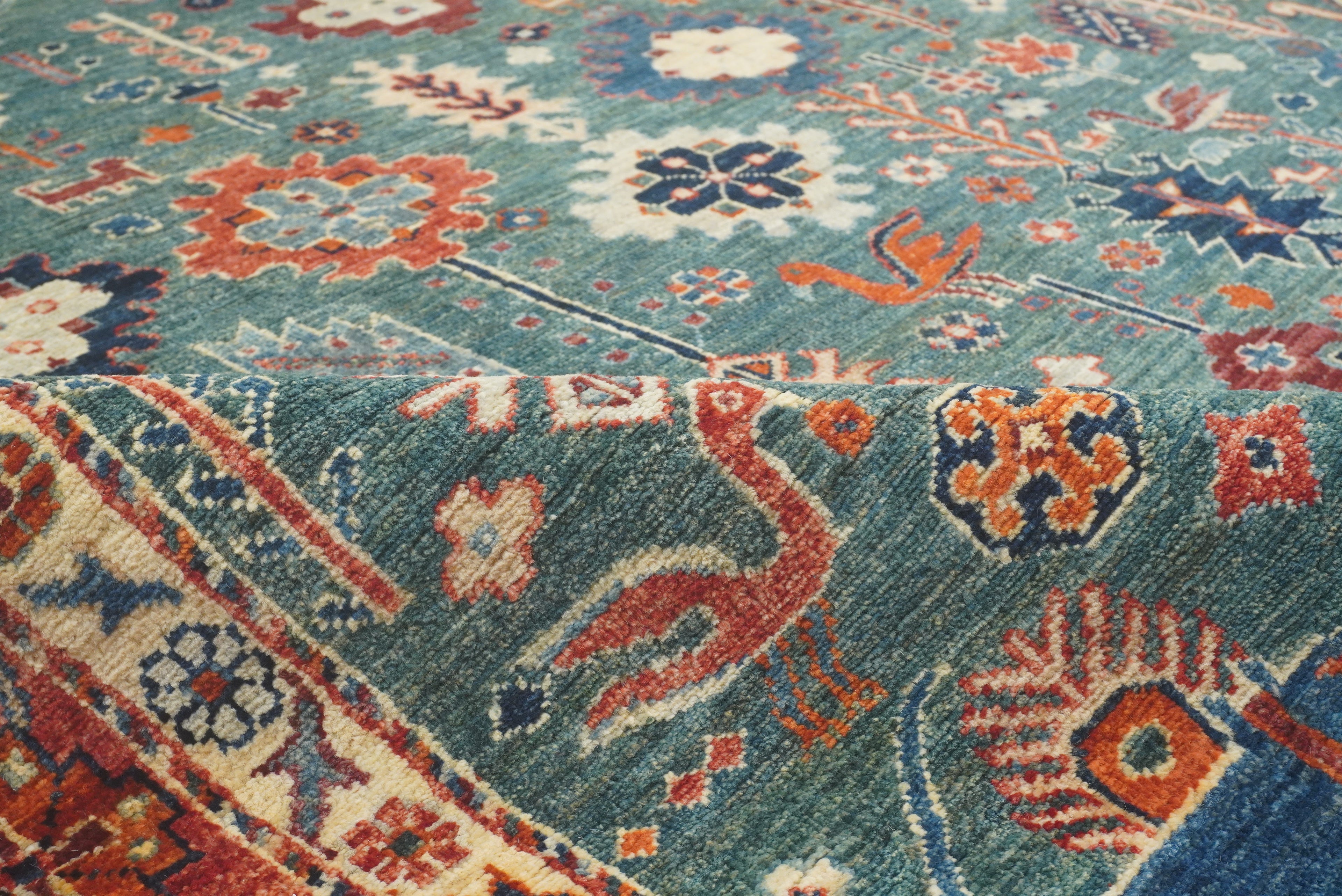 8x10 Green Gabbeh Afghan Hand knotted Oriental Rug - Yildiz Rugs